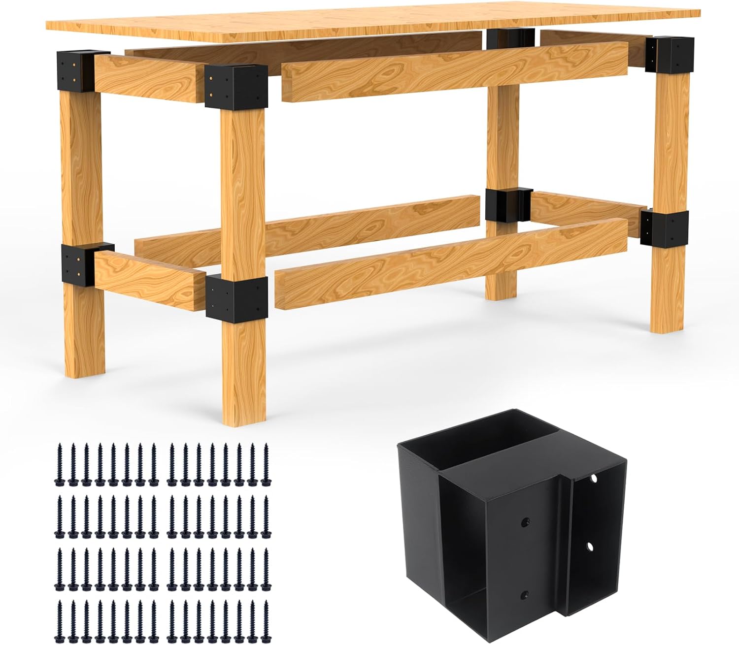 Heavy Duty Workbench Bracket Kit - 4 Pcs Steel 3-Way Right A deal at Amazon