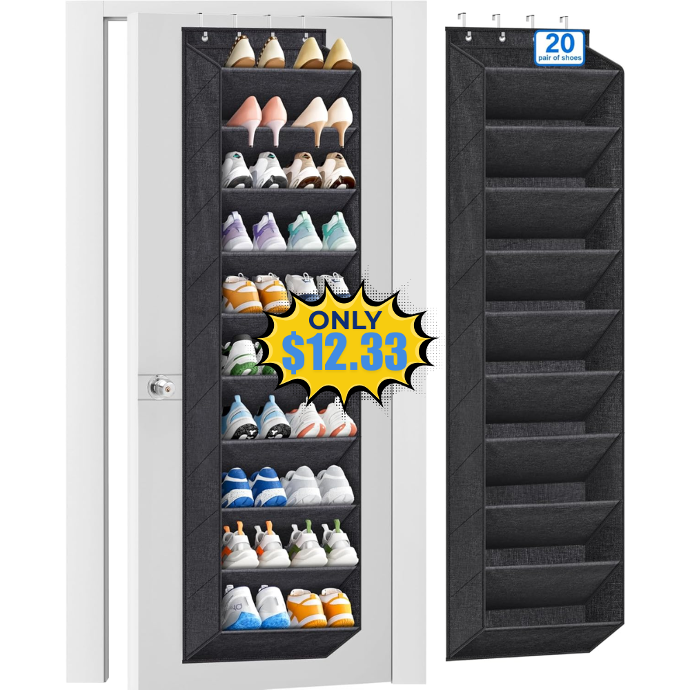 KIMBORA 10 Tier Over the Door Shoe Organizer Deal: Save 15%
