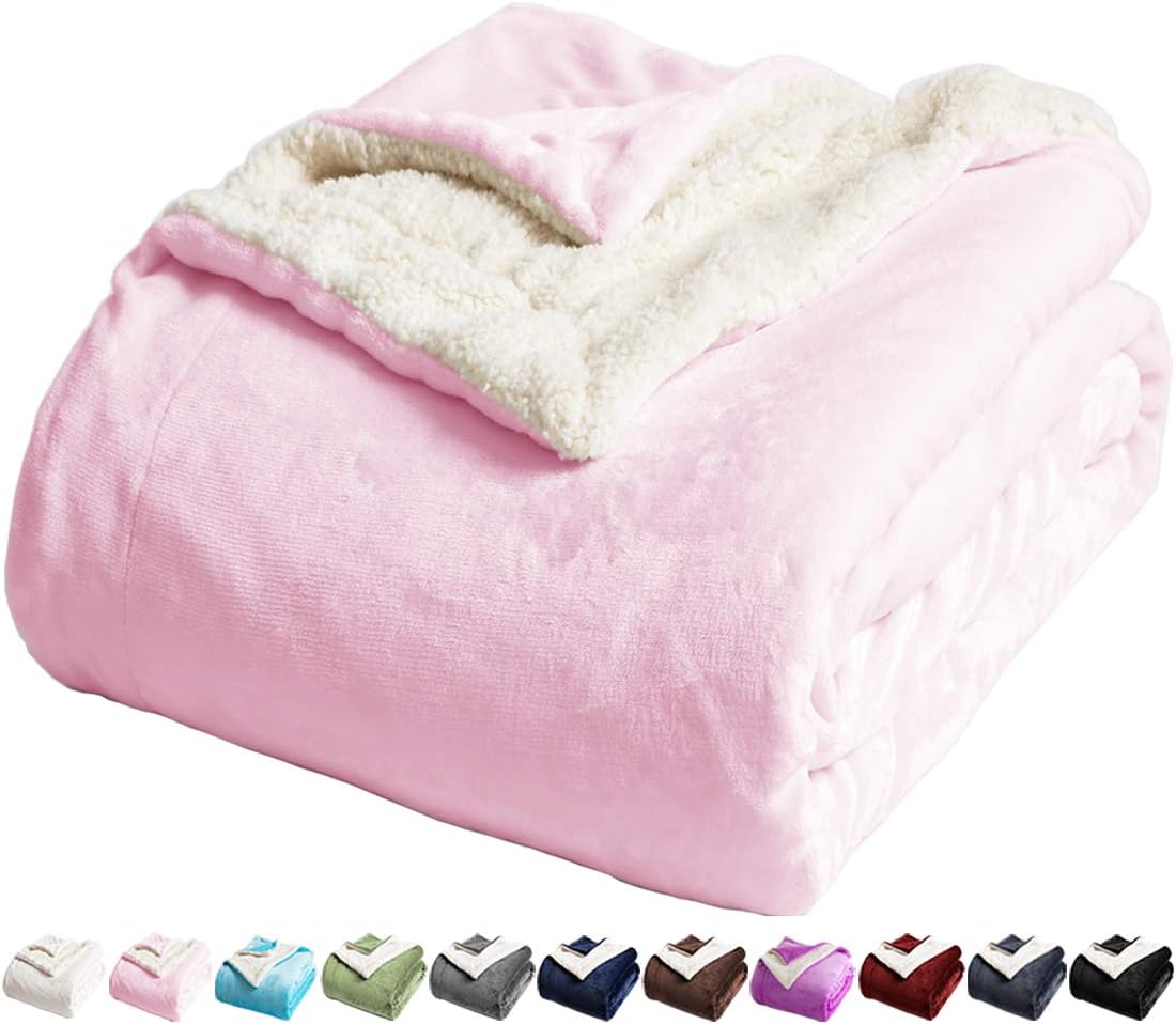 LBRO2M Sherpa Fleece Bed Blanket Fuzzy Plush Warm Super Soft Cozy