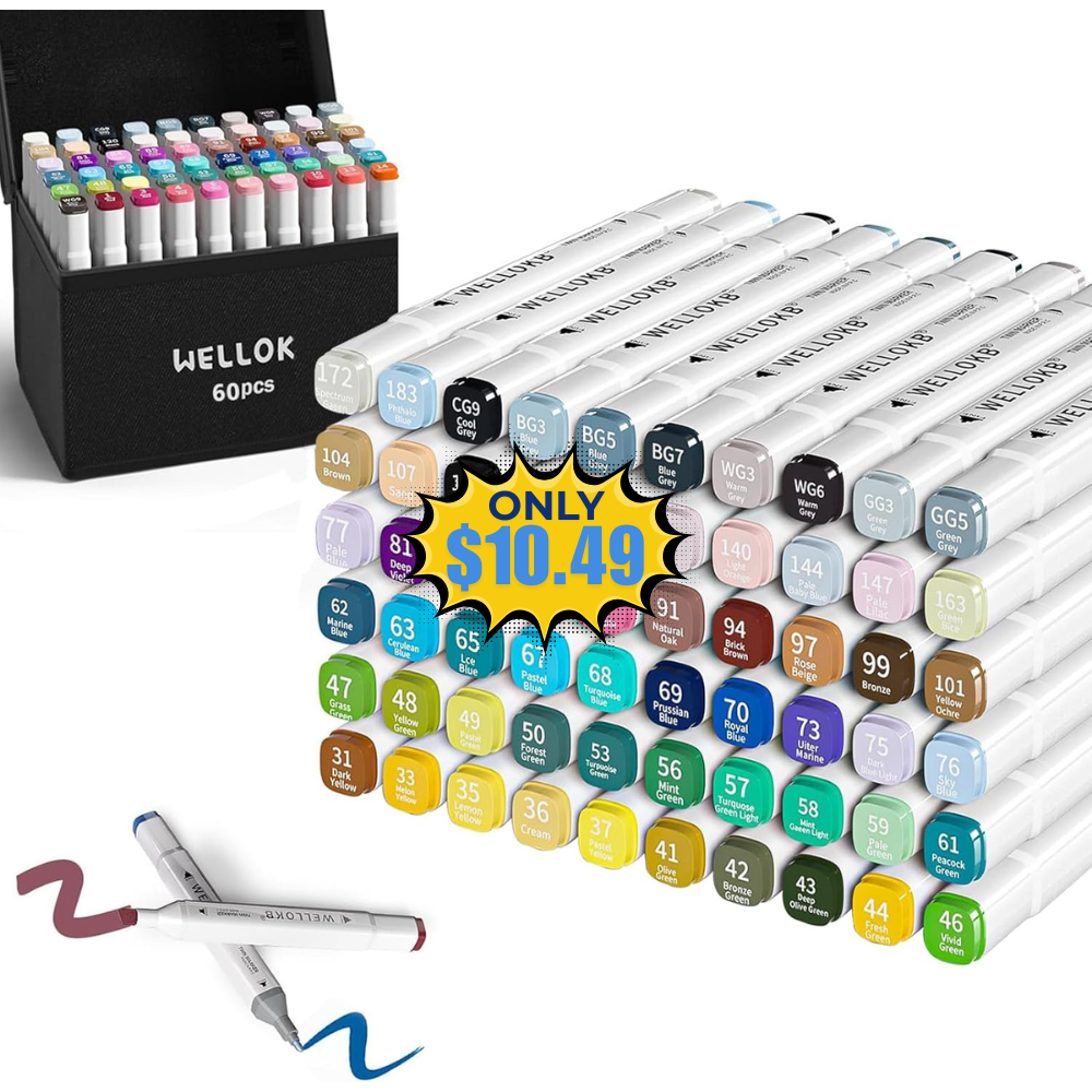 WELLOKB Alcohol Markers, 60 Colors Deal: Save 9%