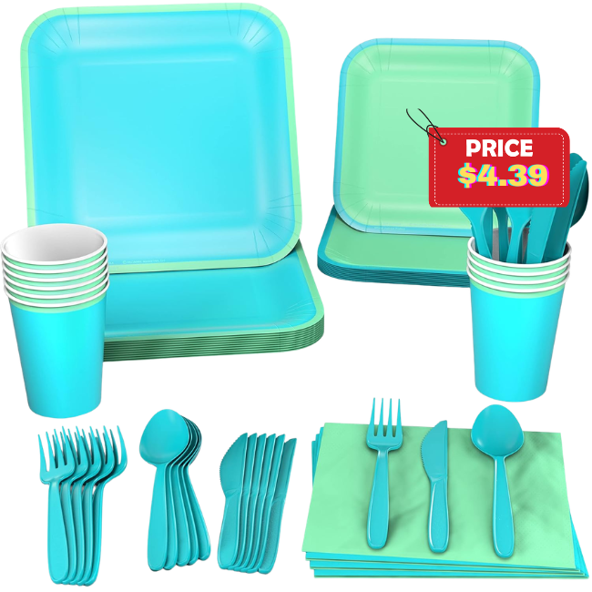 Color Pop Green and Blue Party Supplies Deal