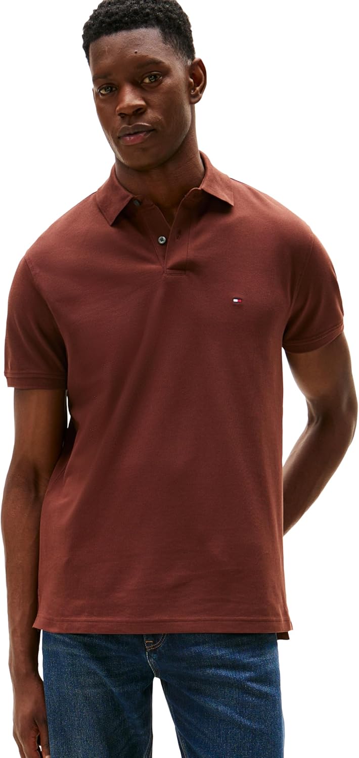 Tommy Hilfiger Men's 1985 Classic Short Sleeve Polo, Pure Br deal at Amazon