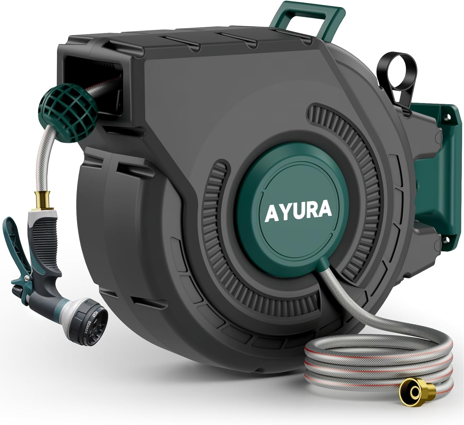 AYURA Retractable Garden Hose Reel 100 ft x 1/2 inch with Pr deal at Amazon