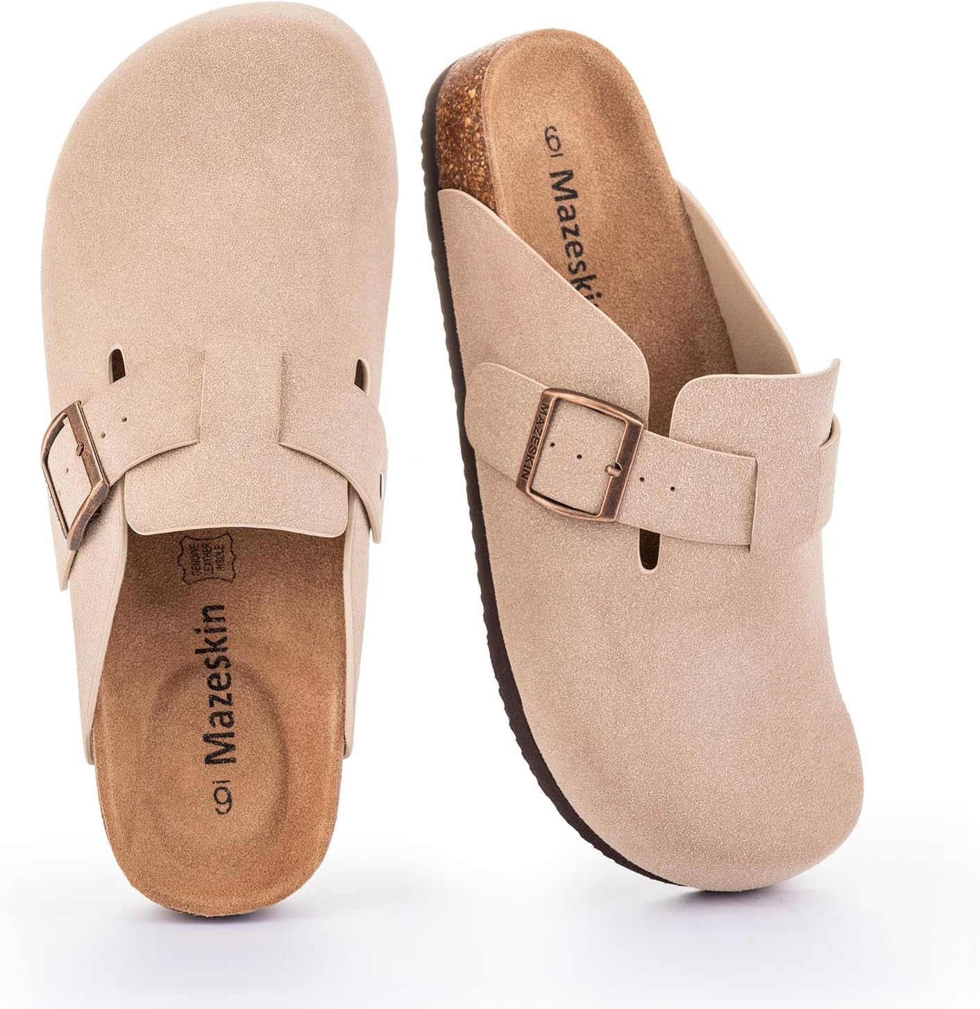 mazeskin Genuine Leather Orthopedic Clogs Slippers for Women with