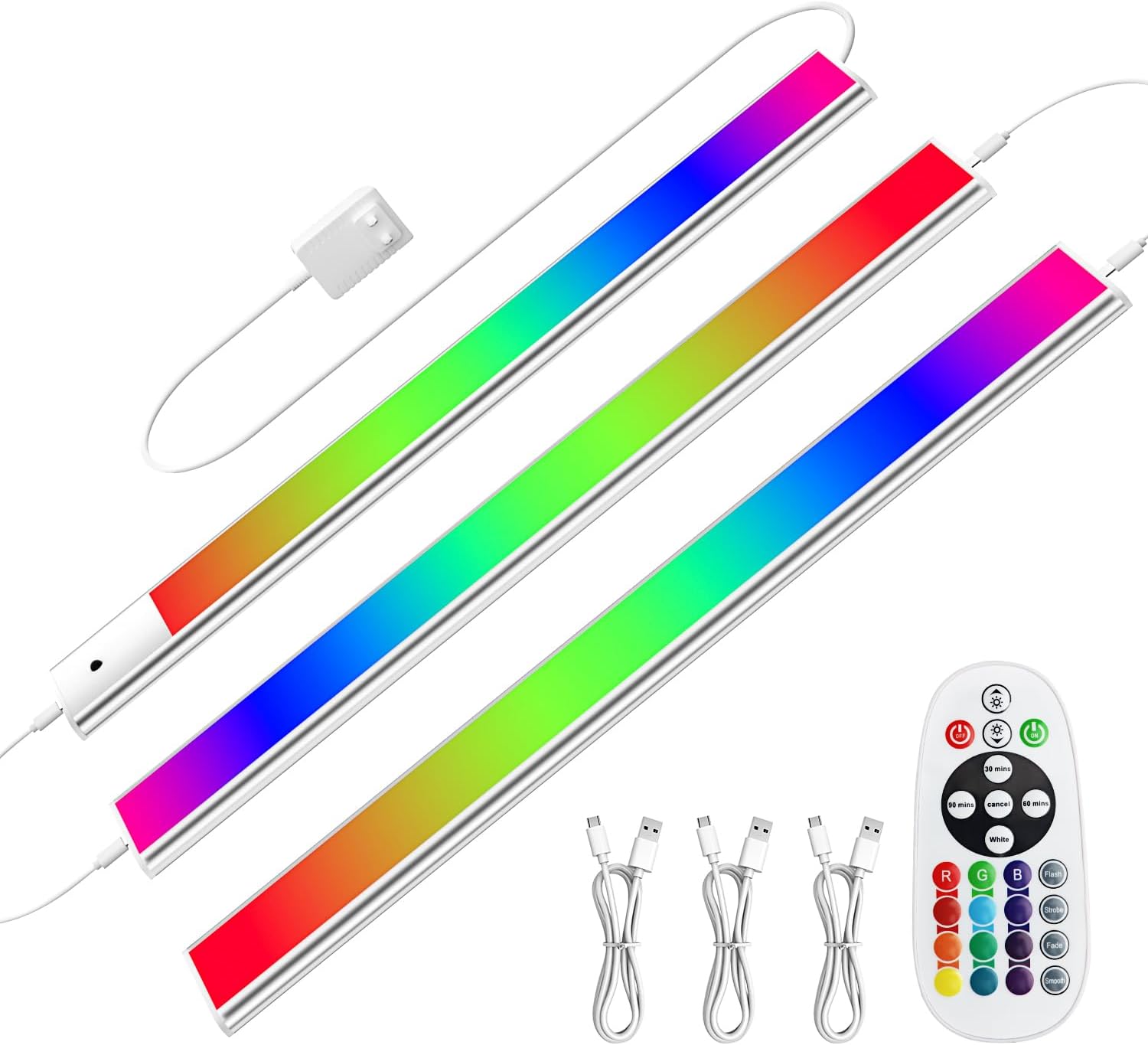 Diomart RGB Under Cabinet Lights with Remote, Dimmable Plug-in/Ha