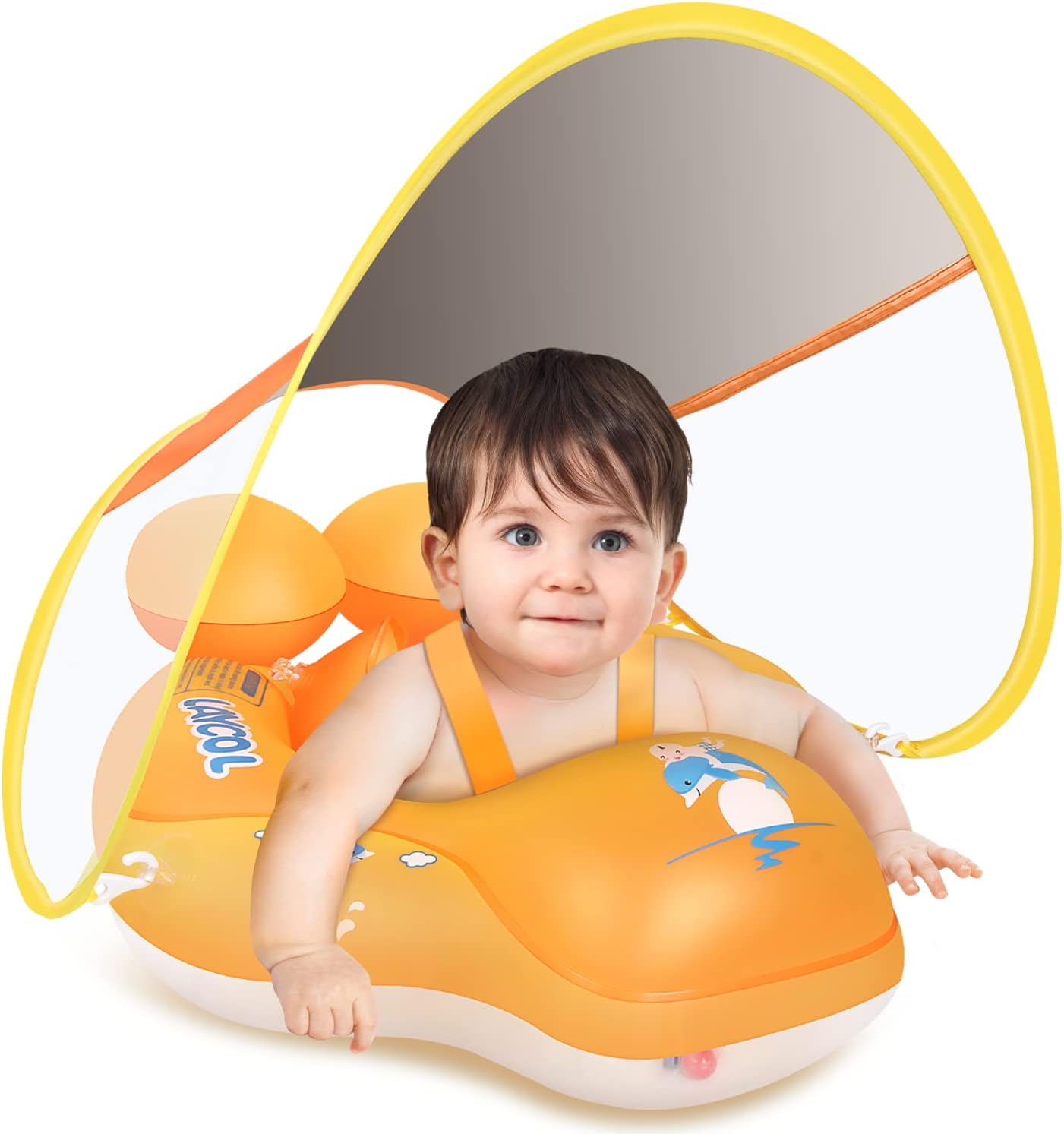 Upgraded No Flip Over Baby Pool Float, Baby Float with Canopy UPF