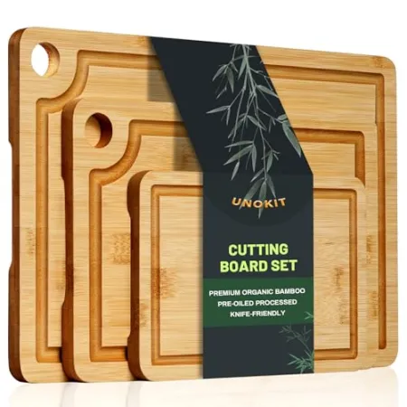 Unokit 3-Piece Bamboo Cutting Boards Set $14 at Amazon
