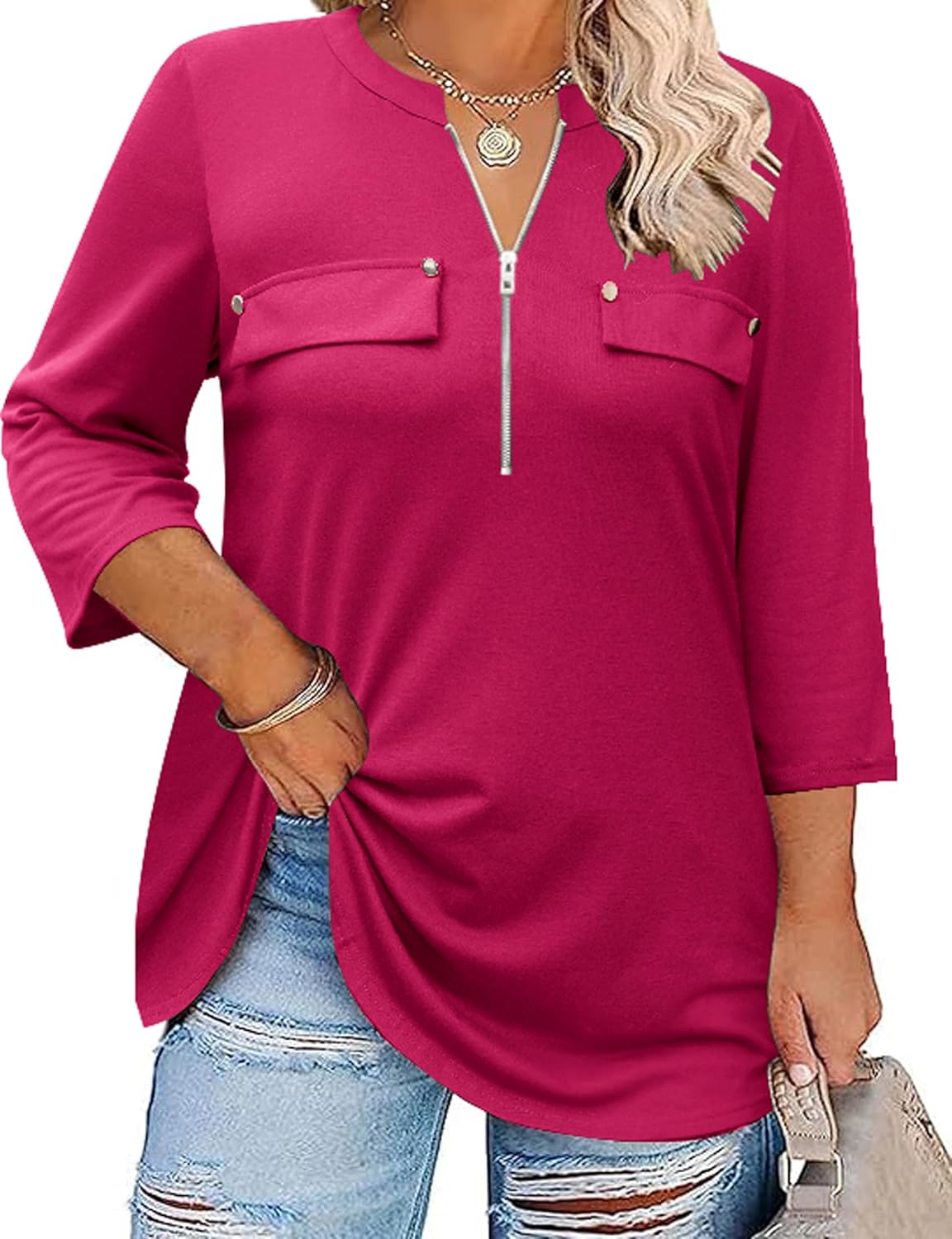 Kancystore Plus Size Business Casual Tops for Women Summer 3 deal at Amazon