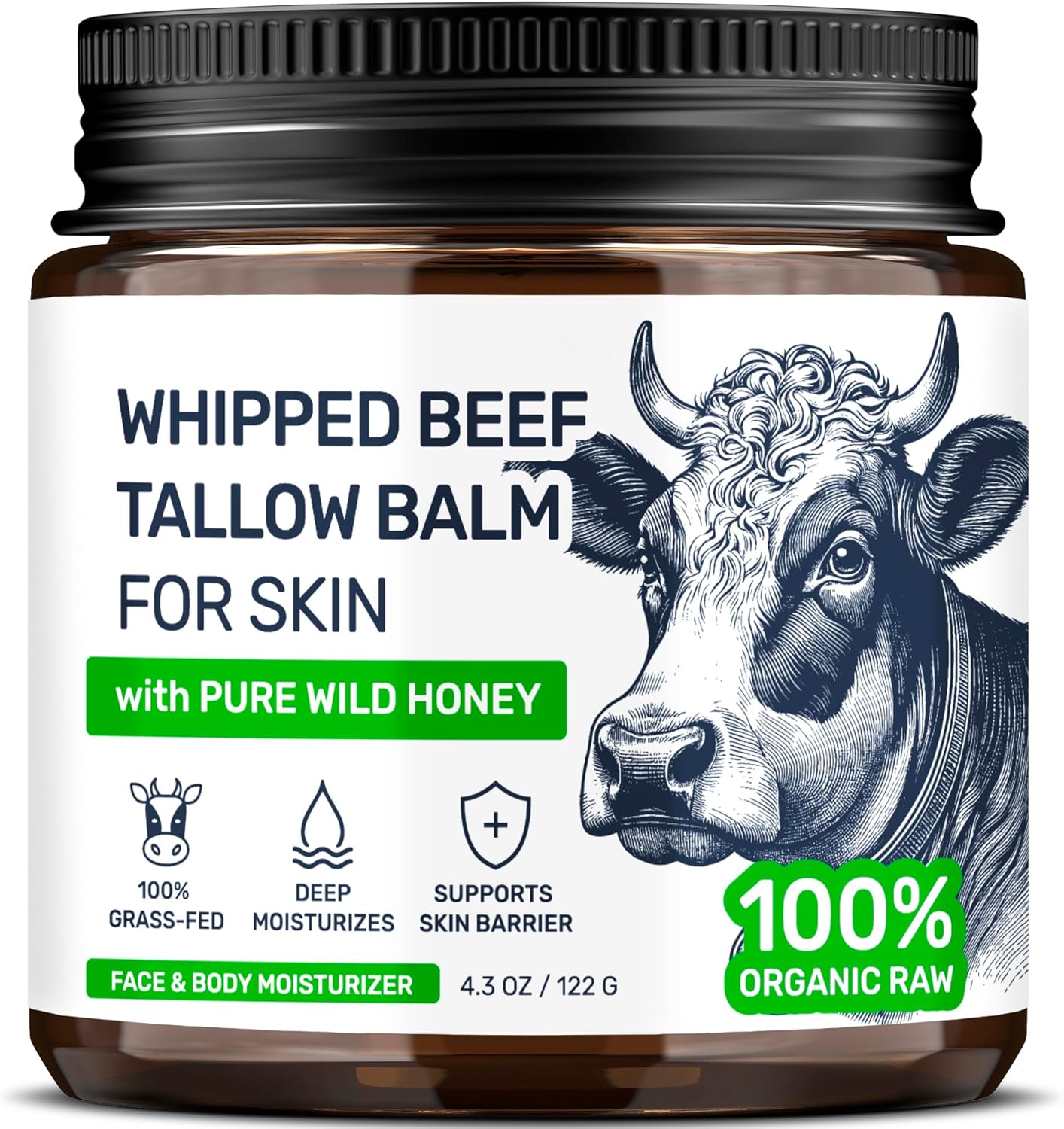 Beef Tallow for Skin – Grass Fed Whipped Tallow and Honey Balm fo