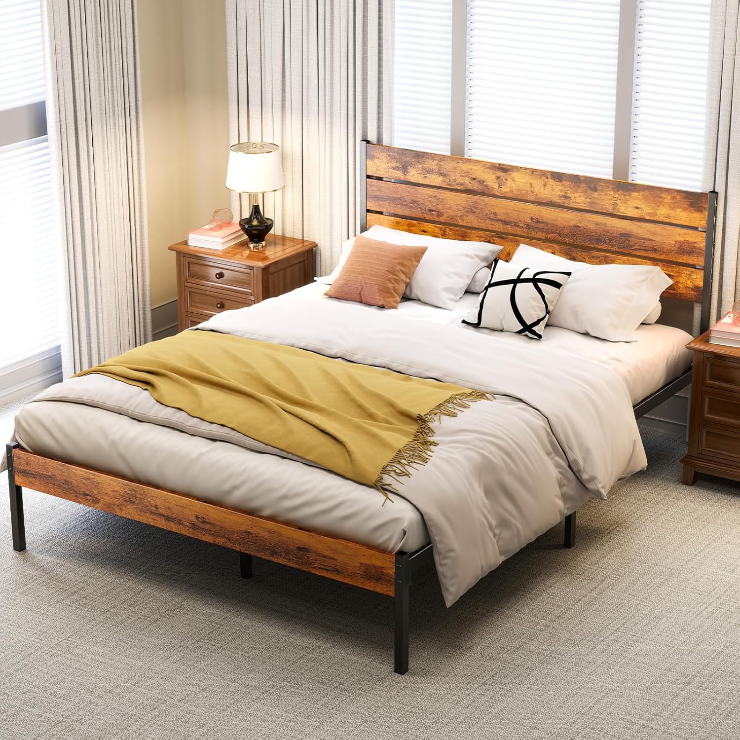 $59.xx OLIXIS Full Size Bed Frame with Headboard 800LB Support