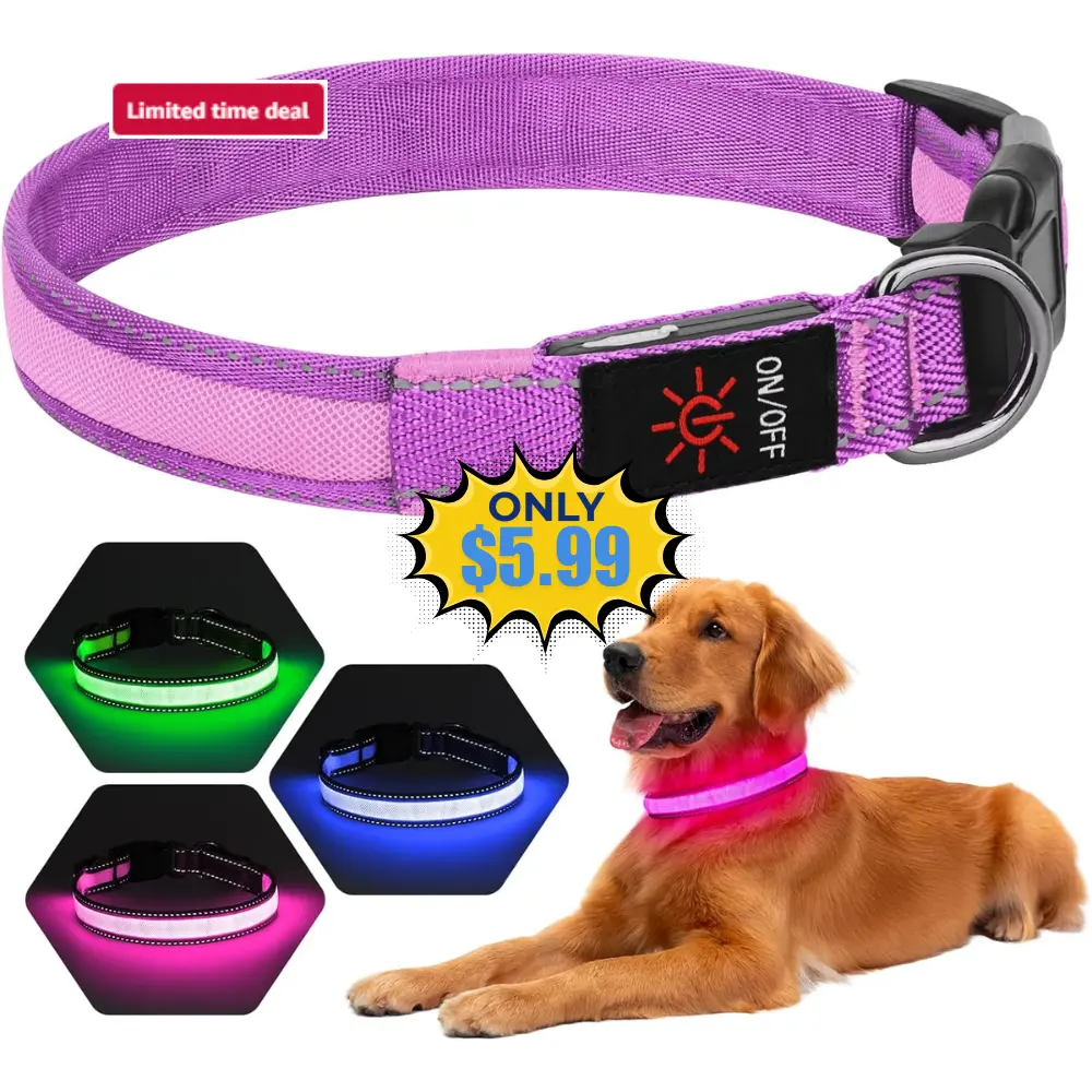 LED Dog Collar USB Rechargeable Deal: Save 44%
