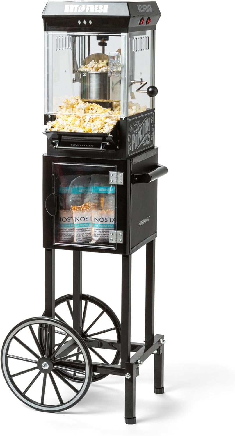 Nostalgia Popcorn Maker Machine Professional Cart with 2.5 Oz Ket