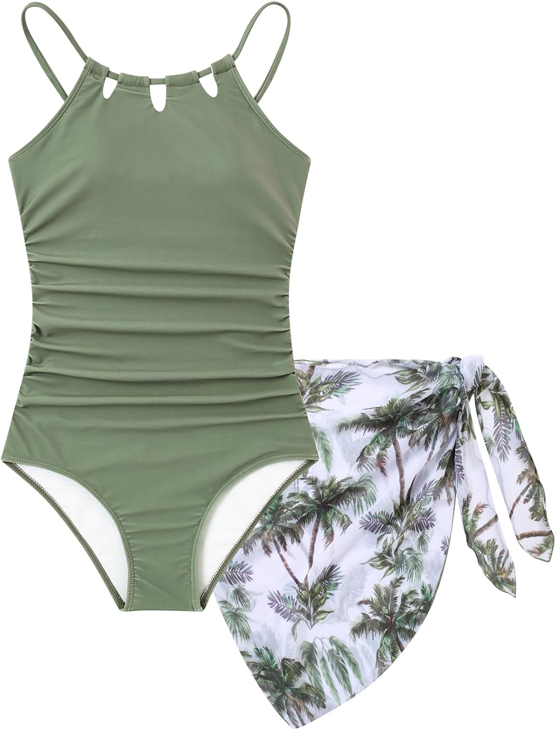 Cuddomper Girls Swimsiut Size 11-12 Green Teen One-Piece Bathing