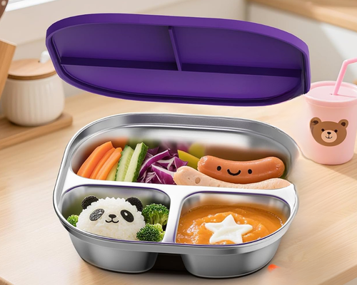 Set of 4 Stainless Steel Kids Plates Deal
