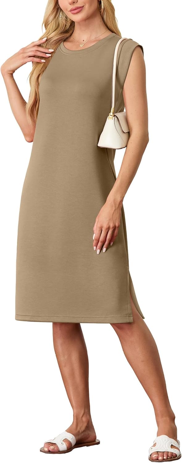 GRECERELLE Womens Summer Casual Round Neck Split Beach Midi deal at Amazon