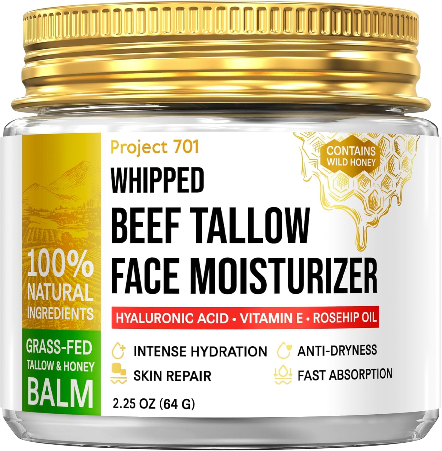 Beef Tallow for Skin and Face - Grass Fed Tallow and Honey B deal at Amazon
