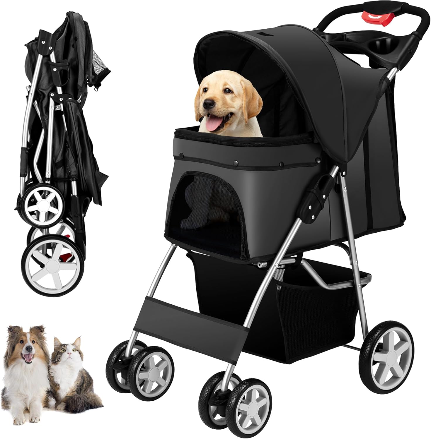 Unisakey 4 Wheels Pet Stroller for Small Medium Dogs Cats 10 deal at Amazon