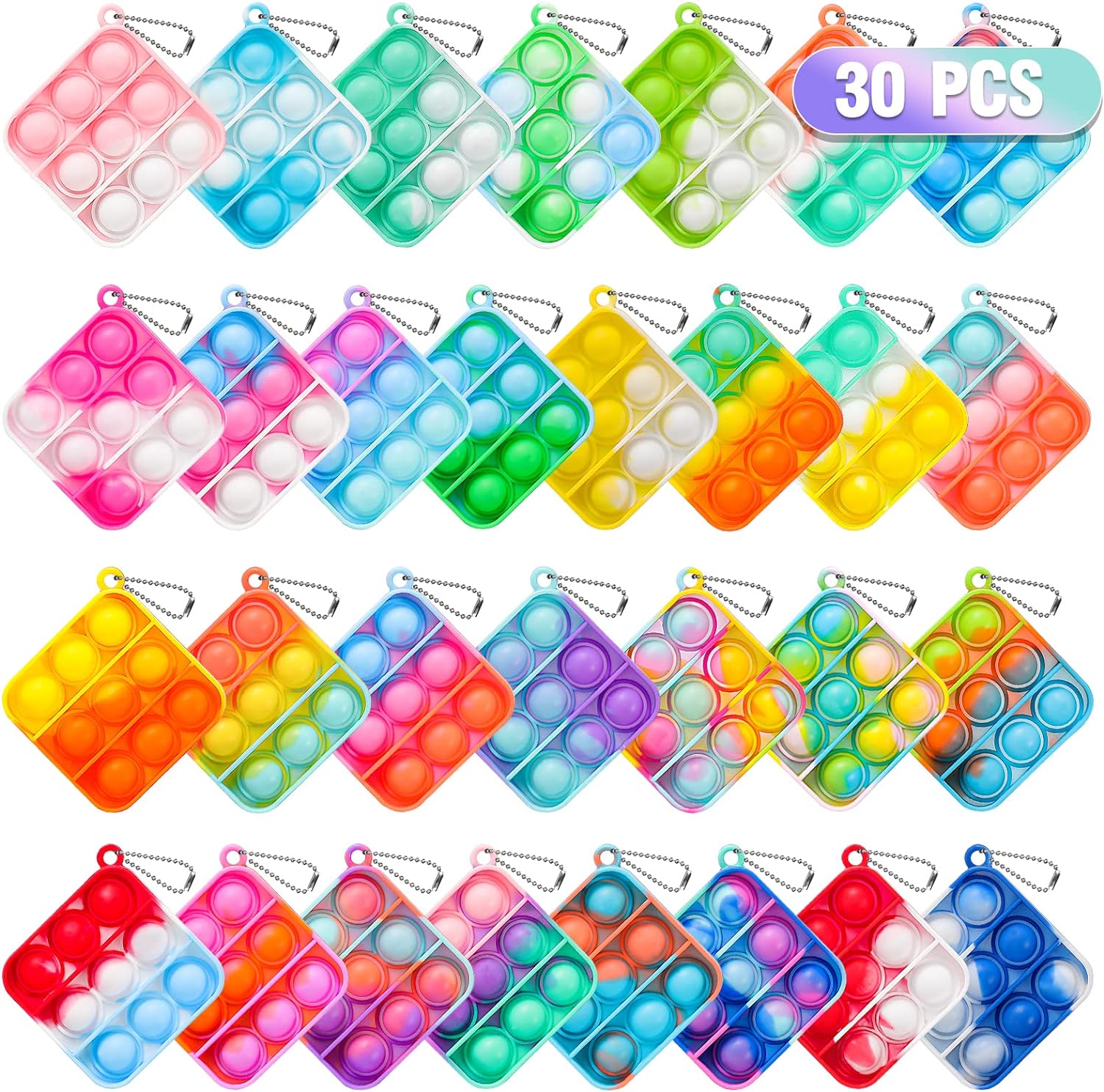 $7.xx Pop Fidget Toys Bulk 30 Pack Mini Keychains at Amazon deal at Amazon