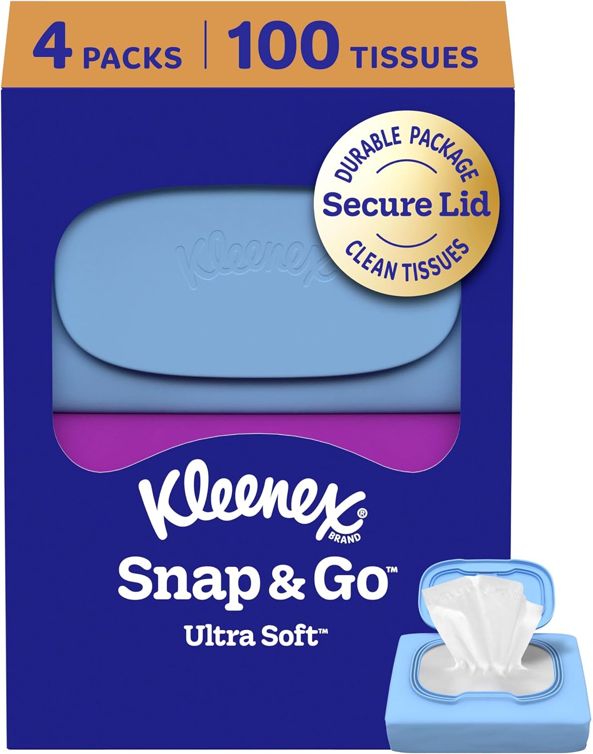 NEW Kleenex Snap & Go Tissues 4-Packs Just