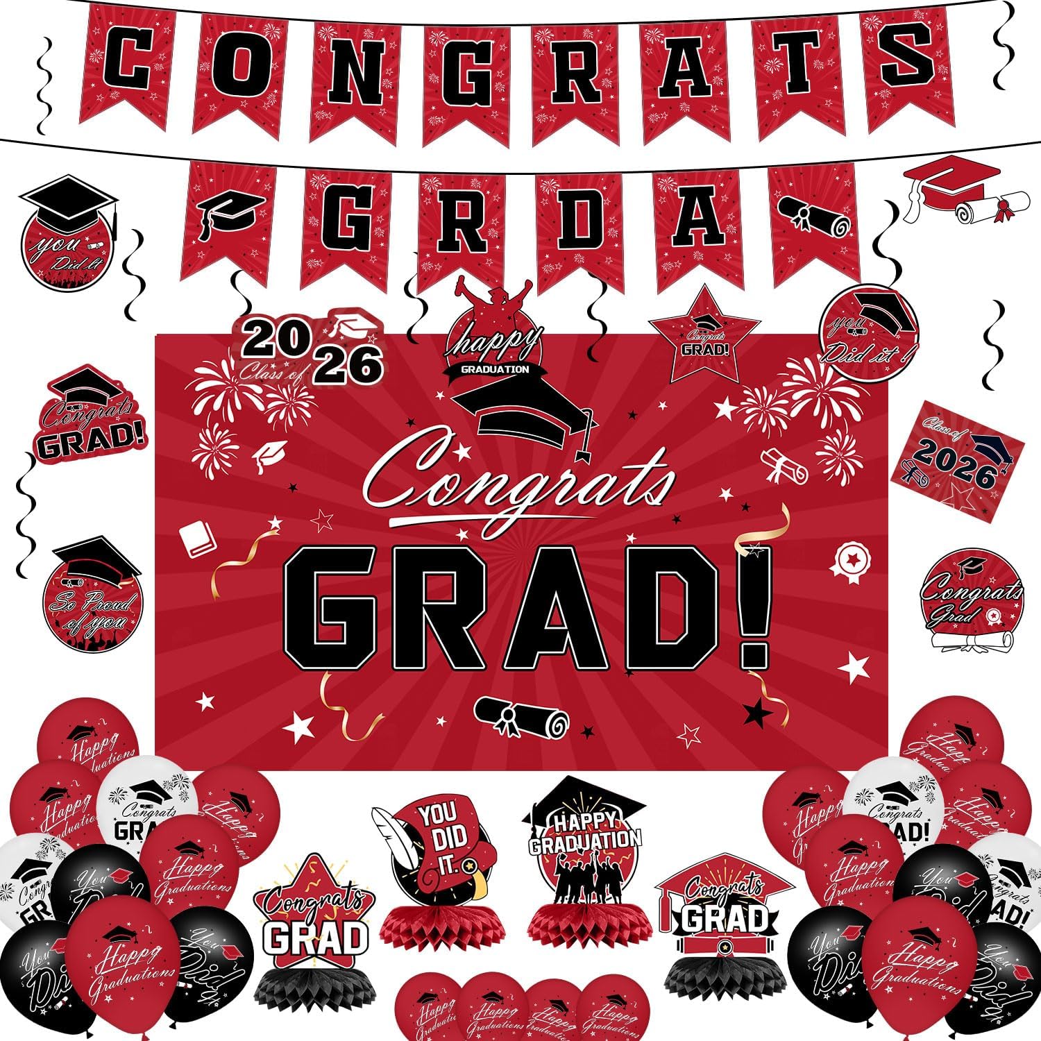 $9.xx Graduation Decorations 2026 Set Red Theme Party Suppli deal at Amazon