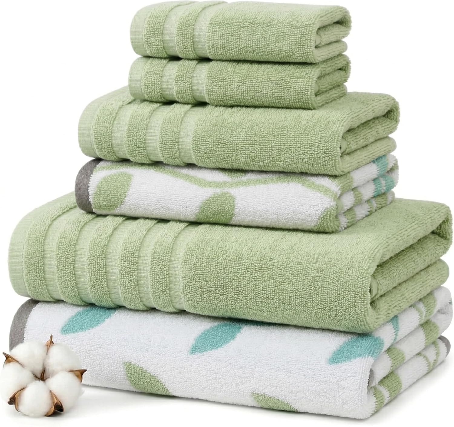 Modern Threads Natural Vine 6-Piece 100% Cotton Towel Set Only
