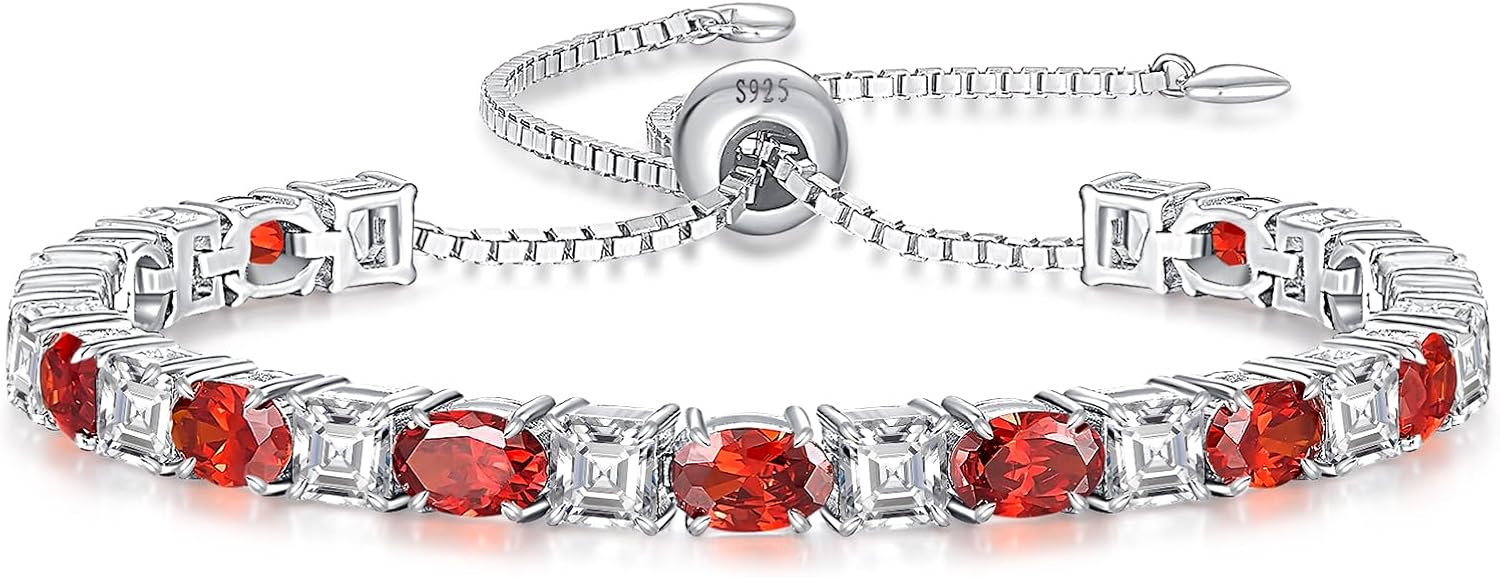 ETERMBOL Birthstone Tennis Bracelets for Women Garnet Bracel deal at Amazon