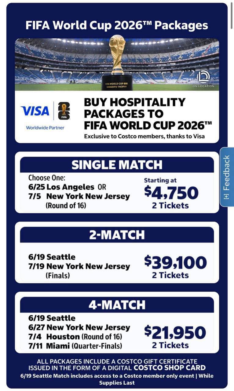 FIFA World Cup 2026™ Packages for Costco Members Starting at $4,750