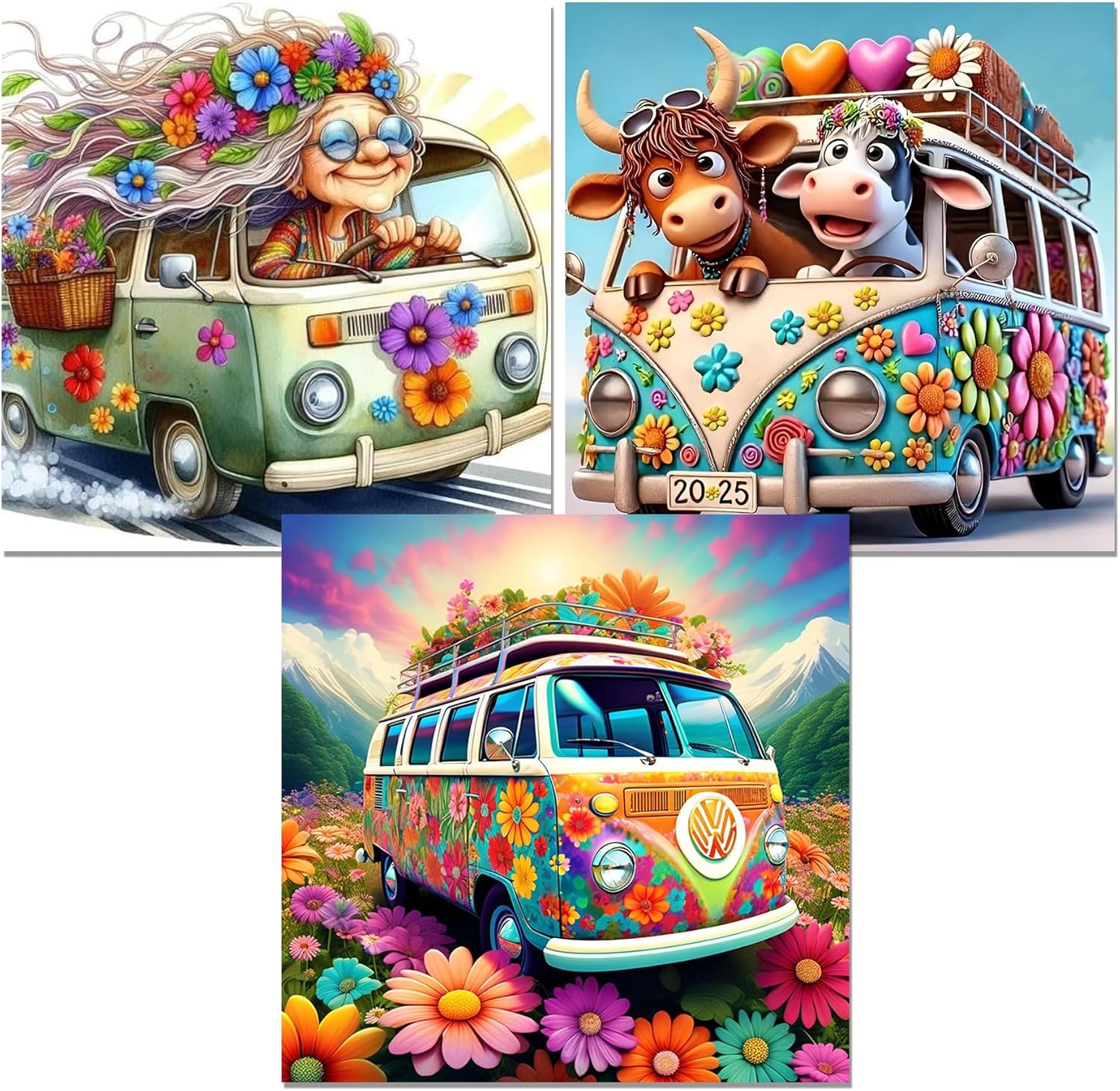 Zythron 3 Pack Diamond Art Kits for Adults Bus Diamond Paint deal at Amazon