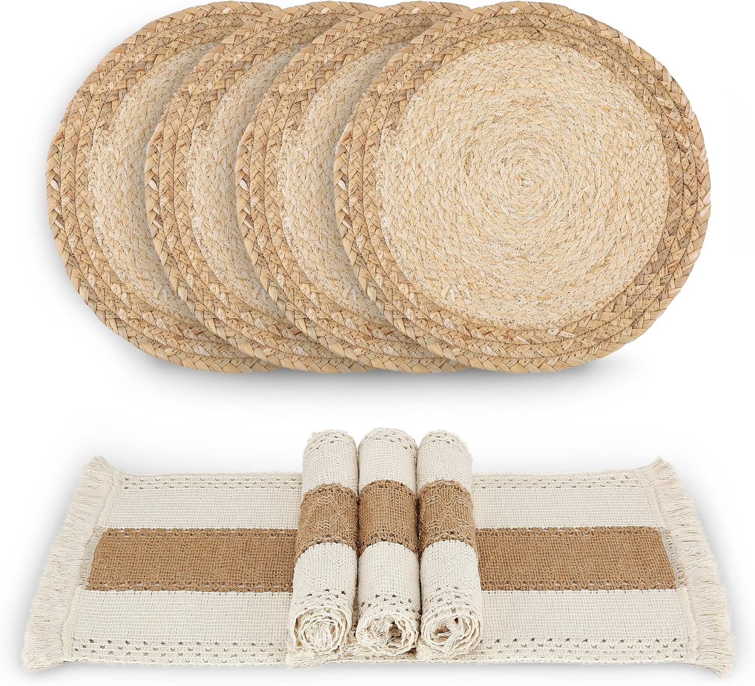 Zology Handmade Boho Placemats Set of 4 - Natural Cotton Bur deal at Amazon