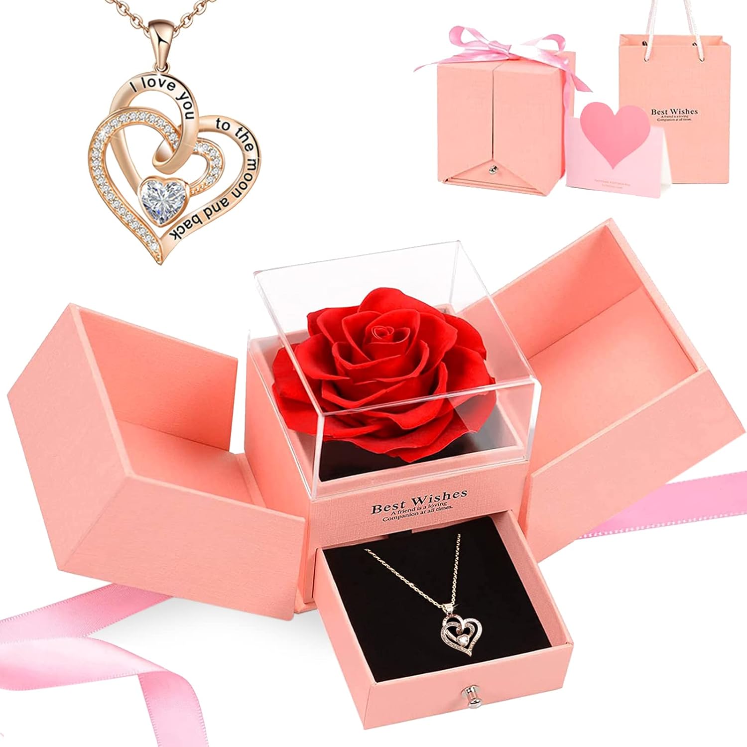 JOACHIO Mom Gifts, Preserved Rose Jewelry Box with Heart Nec deal at Amazon