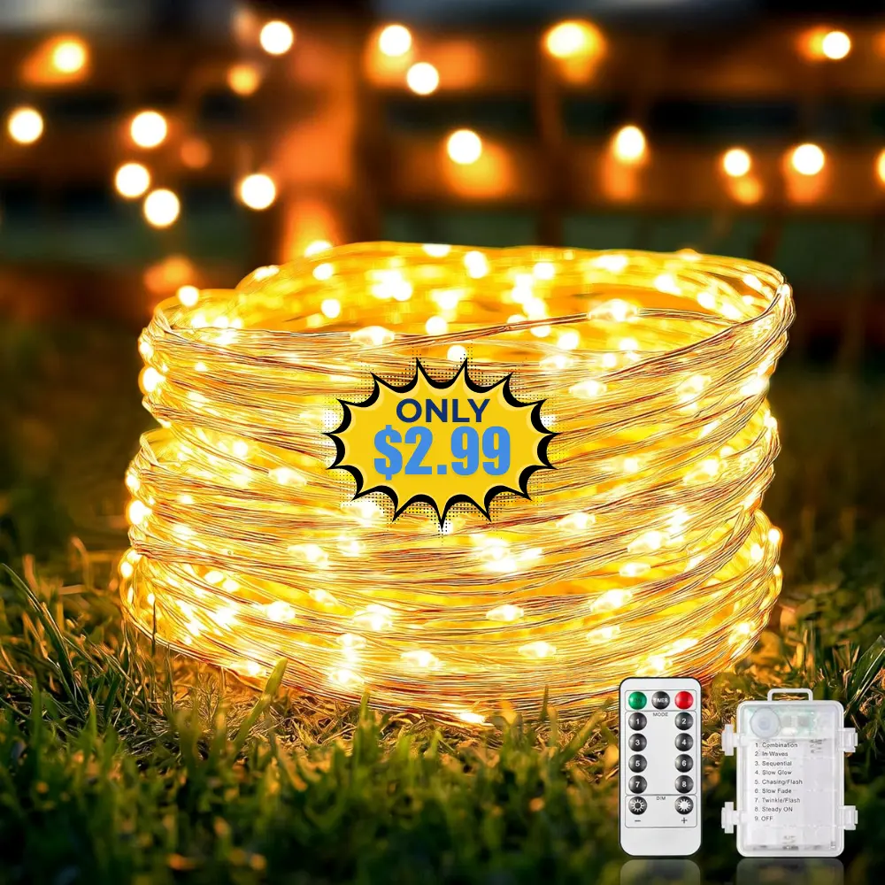 33ft 100 LED Fairy Lights Battery Operated Deal