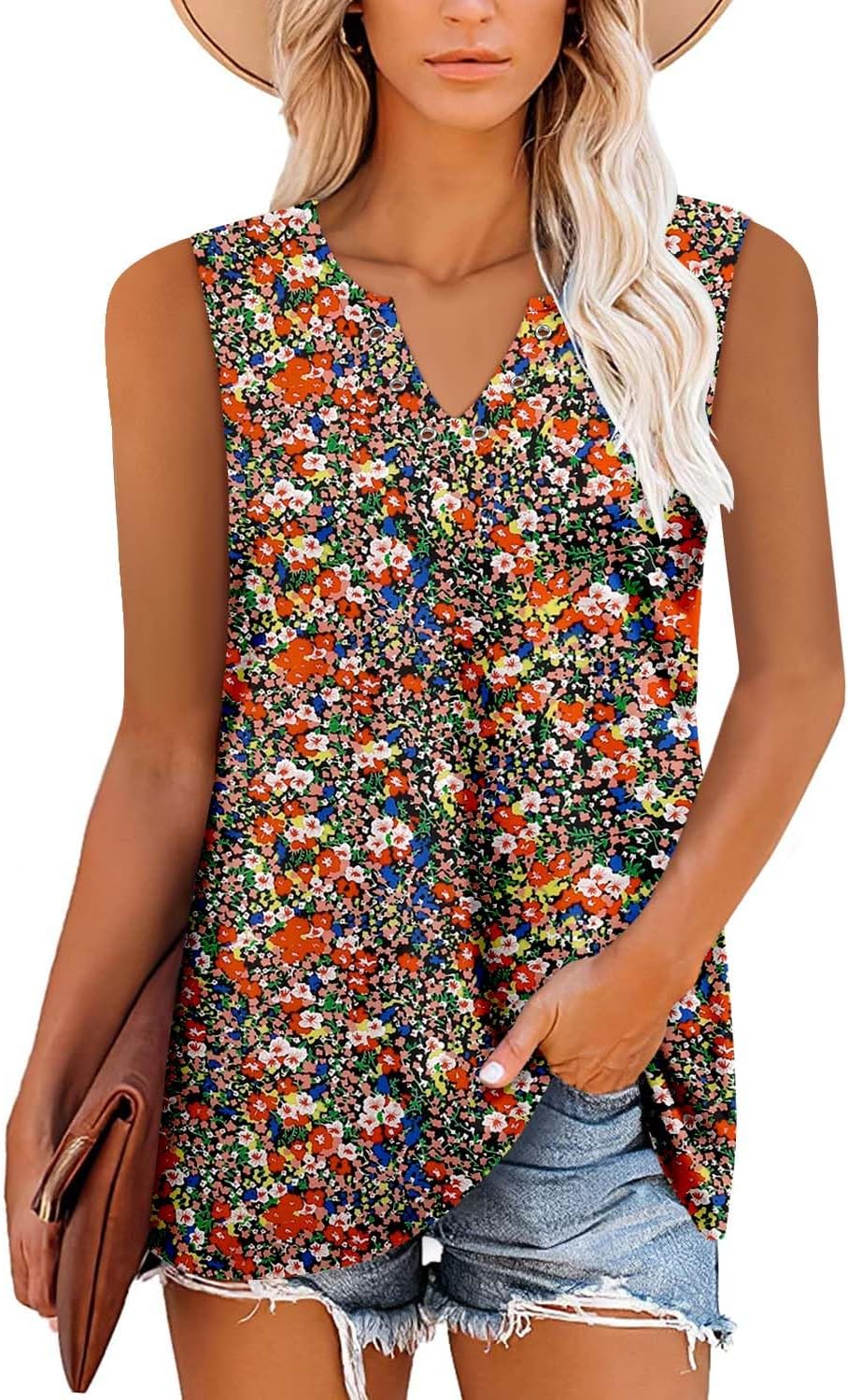MODARANI Plus Size Tops for Women 3X Sleeveless Shirts V Nec deal at Amazon