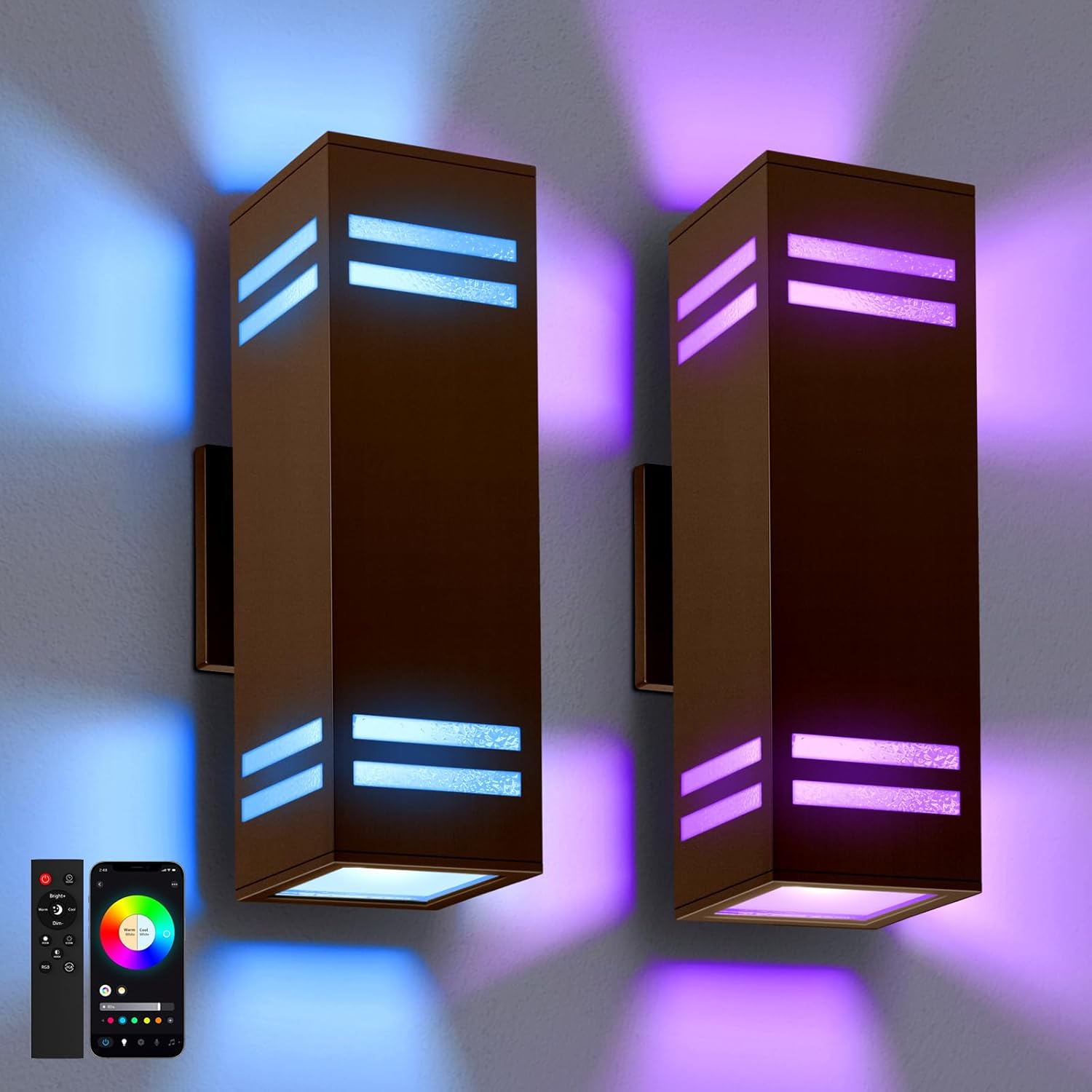 MZLITI Smart Outdoor Wall Lights 2 Pack, IP65 RGB Wall Light deal at Amazon