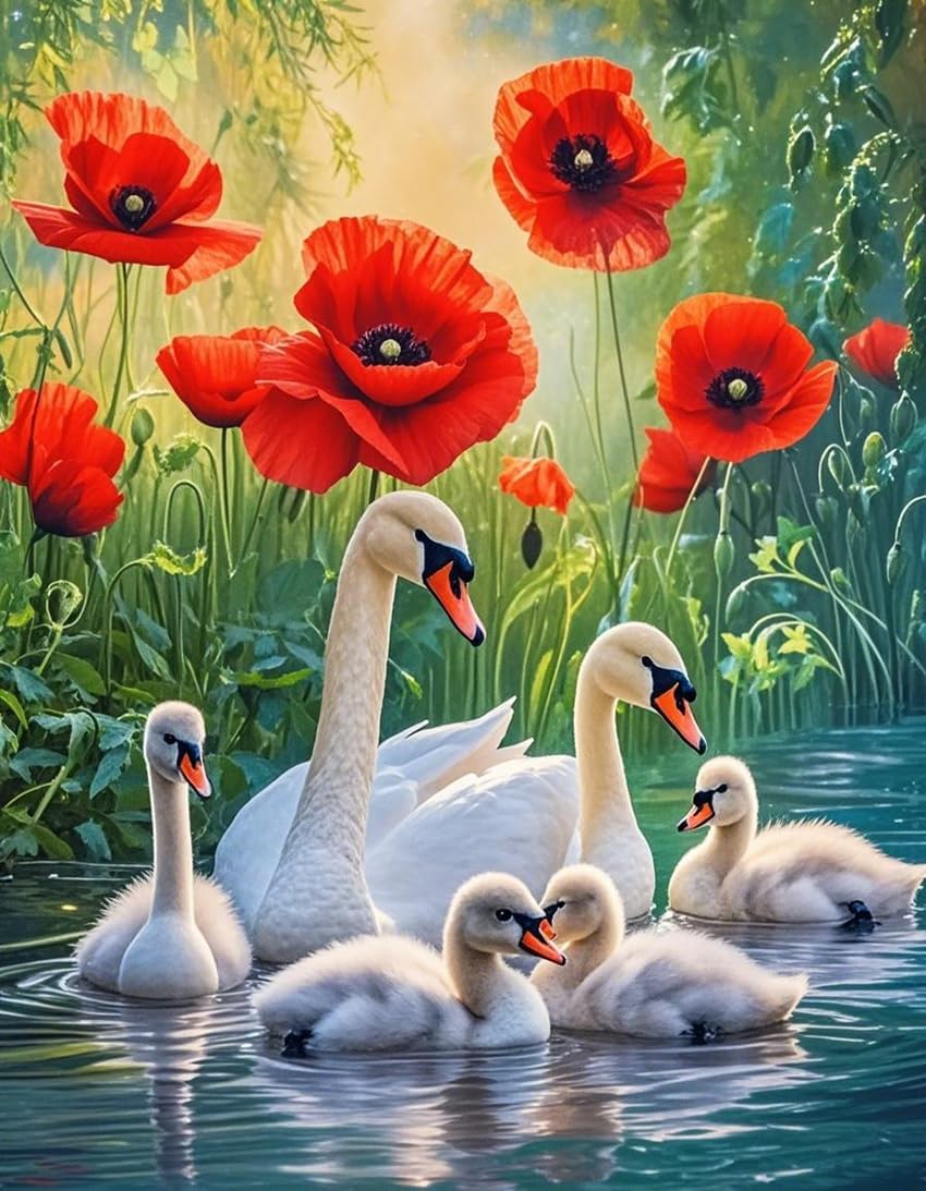 ZRIZQ Paint by Numbers for Adults Beginners,Flowers Swans Ad deal at Amazon