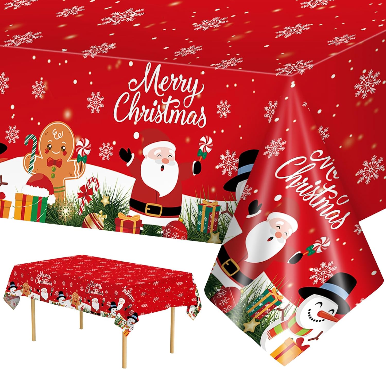 2 Pcs Christmas Tablecloth - Plastic Merry Christmas Table C deal at Amazon