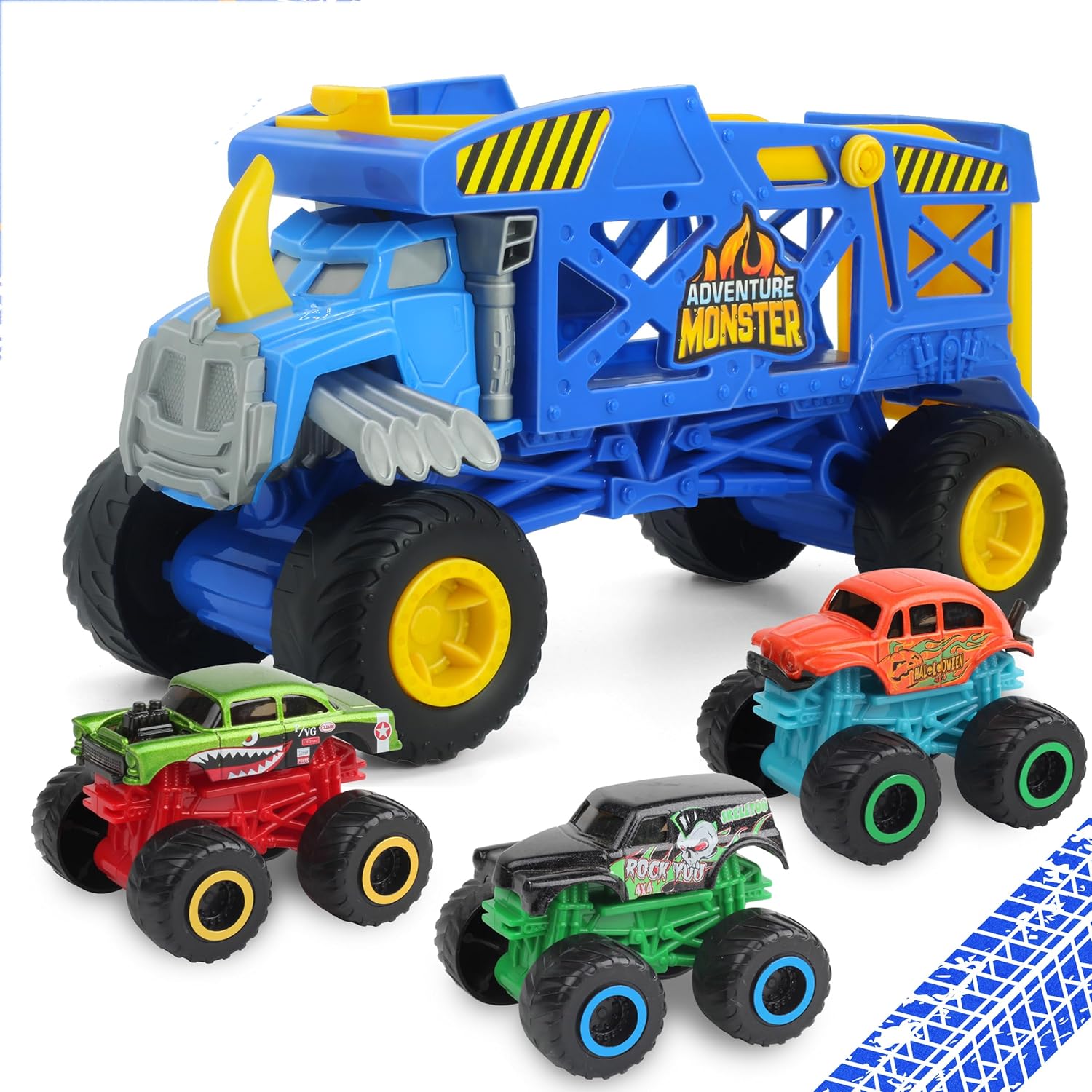 KARMOUNT Monster Trucks Hauler Rhino with 3 Mini Diecast Mon deal at Amazon
