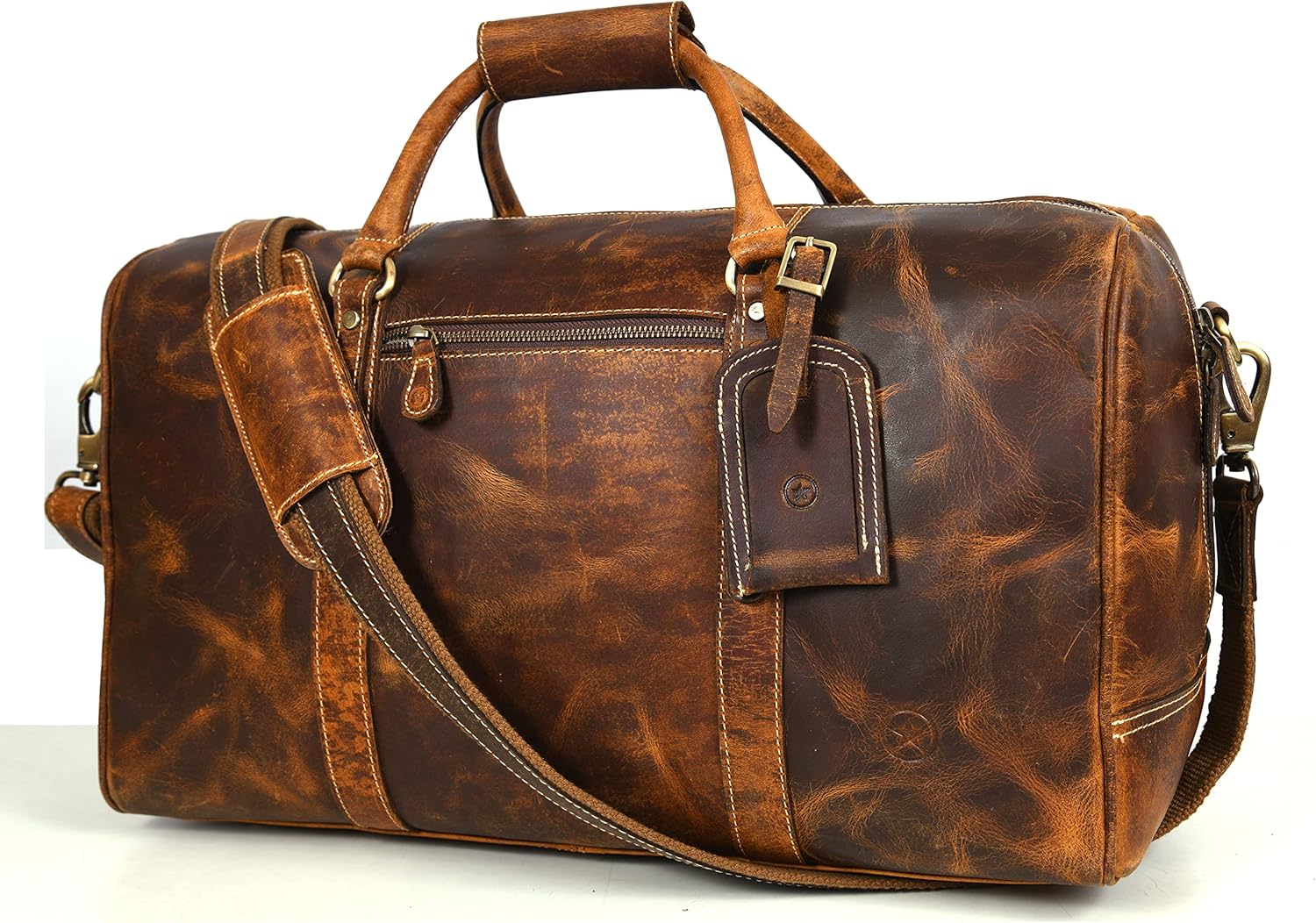 Aaron Leather Goods – Full Grain Leather Duffel Bags for Tra deal at Amazon