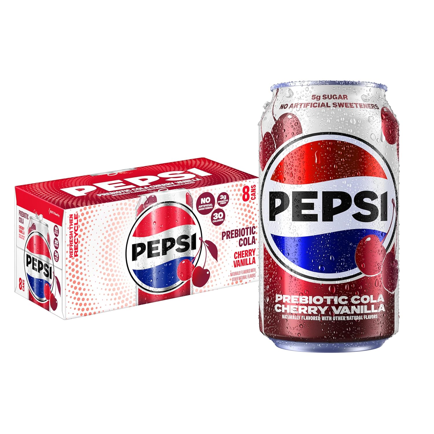 Pepsi Cherry Vanilla Prebiotic Soda 8-Pack Just