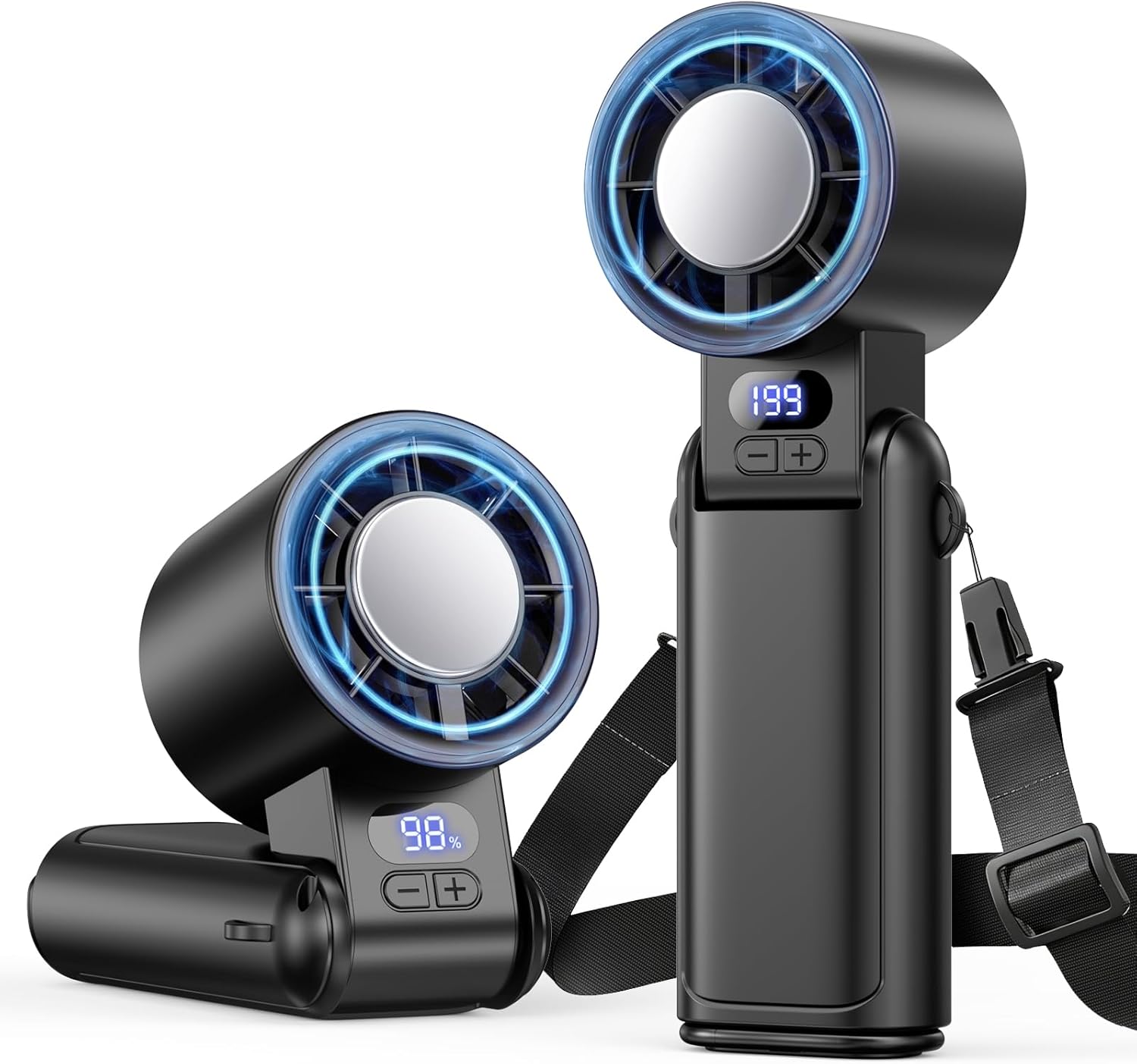 Deyhoc Portable Handheld Turbo Fan, 1-199 Speed Adjustable with L