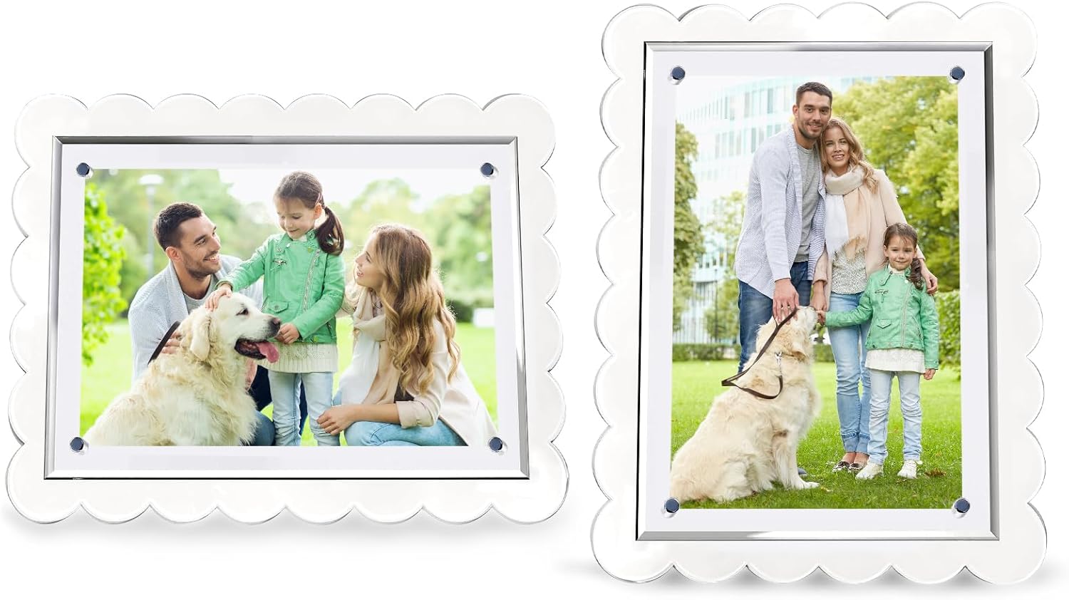 Acrylic Picture Frames,5x7in Clear Scalloped Design with Magnetic
