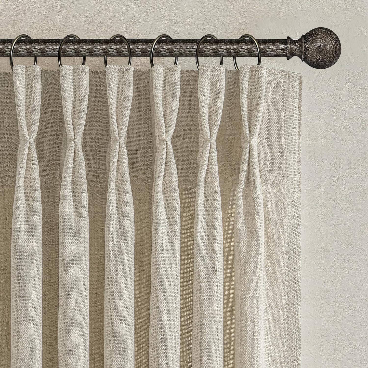 Taupe Linen Blend Memory Trained Pinch Pleated Semi Sheer Cu deal at Amazon