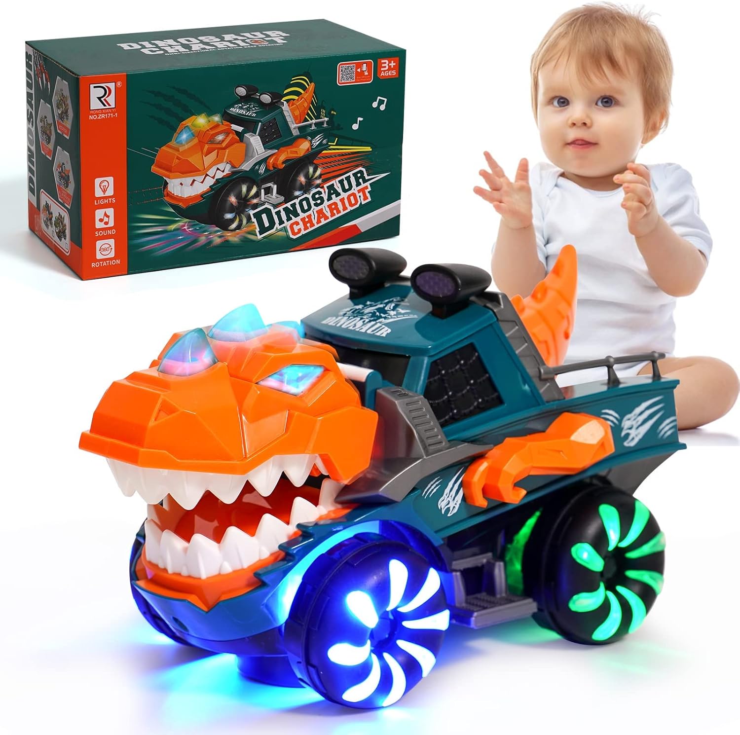 KidsMind Dinosaur Monster Truck for Baby Boy Music and Light Up T