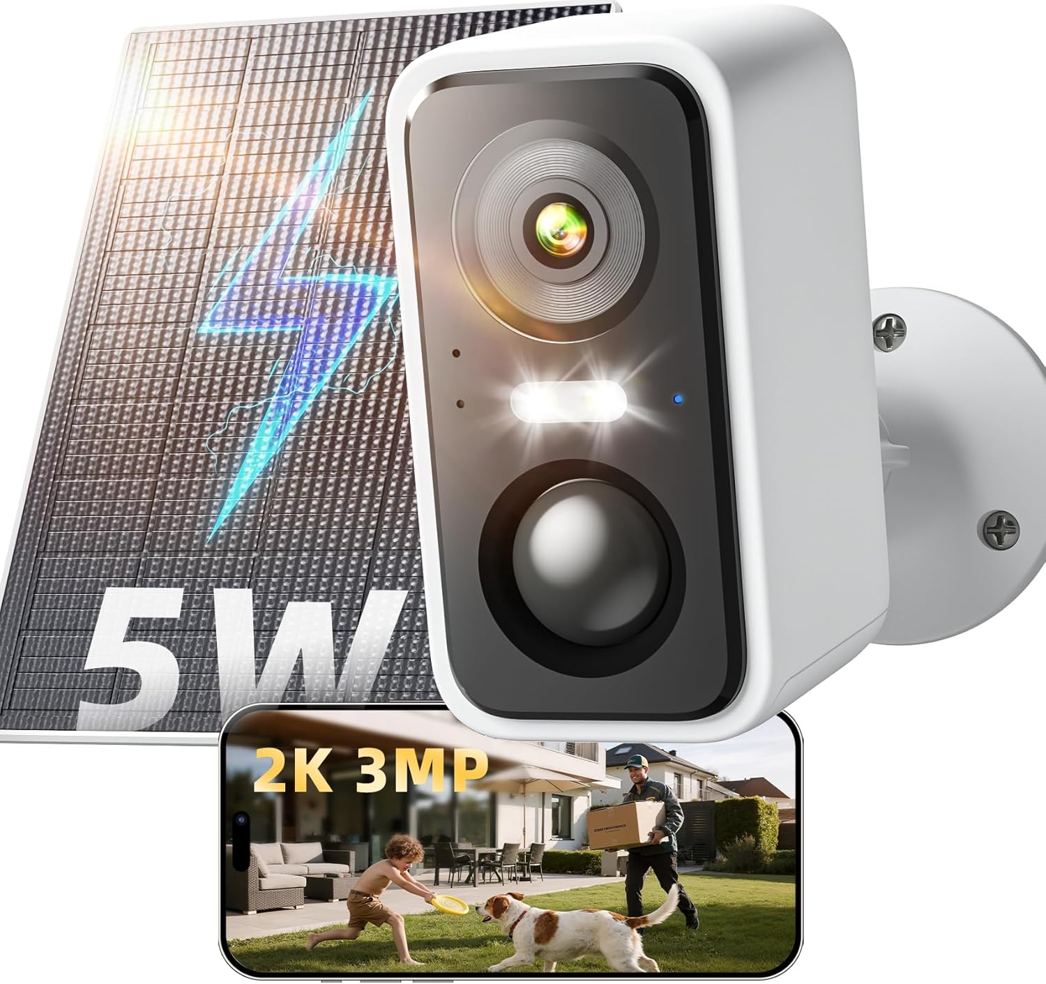 2K/3MP Security Camera Wireless Outdoor,Solar Powered WiFi Camera