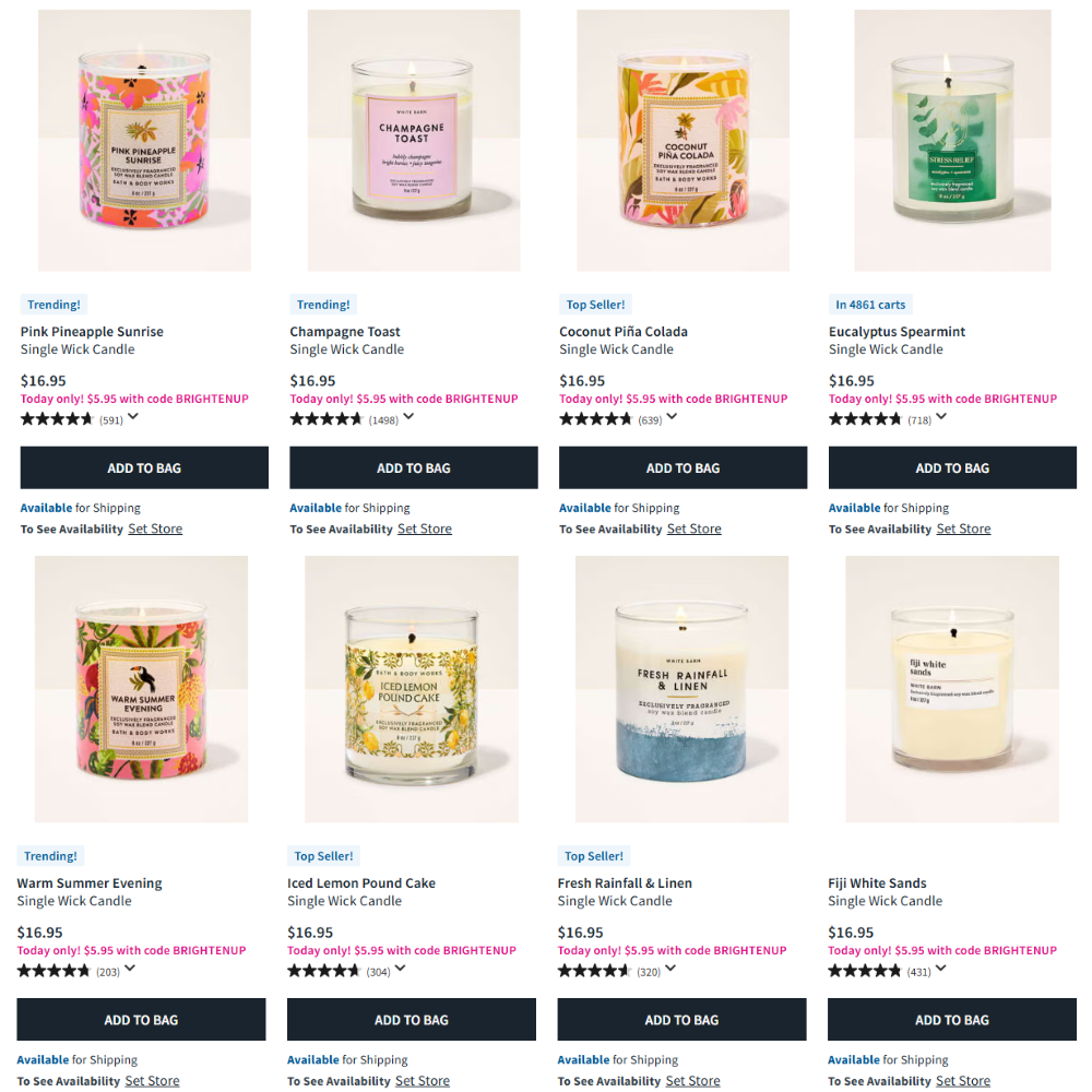 Single Wick Candles Deal: Save 64% at Bath & Body Works