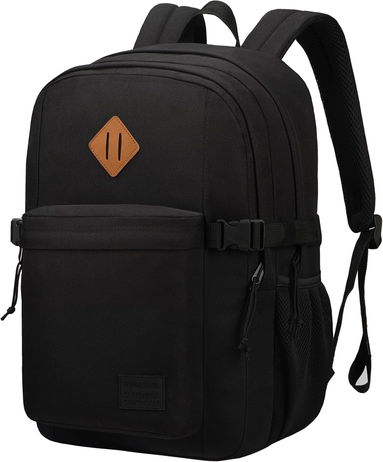 SUPACOOL Black Backpack For School, Bookbag for Boys, Girls and K