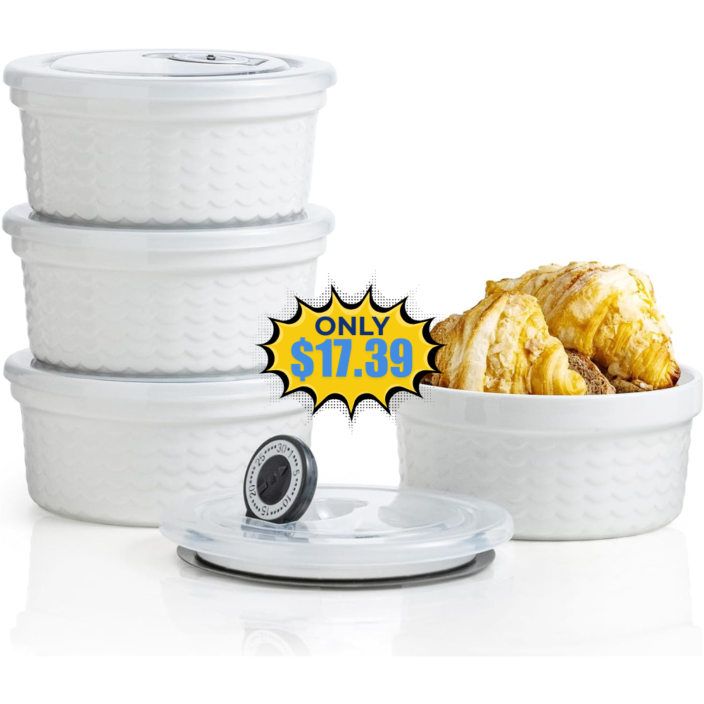 Ceramic Ramekins with Lids Oven Safe Set of 4 Deal: Save with Promo Code