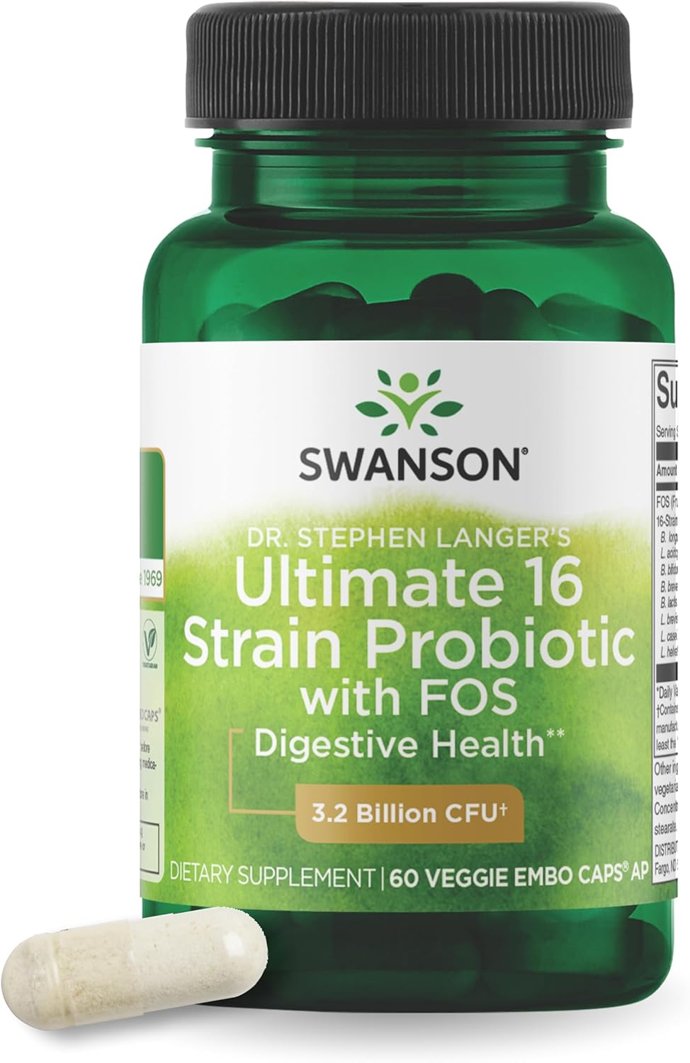 Swanson Dr. Stephen Langer’s 16-Strain Probiotic with Prebiotic F