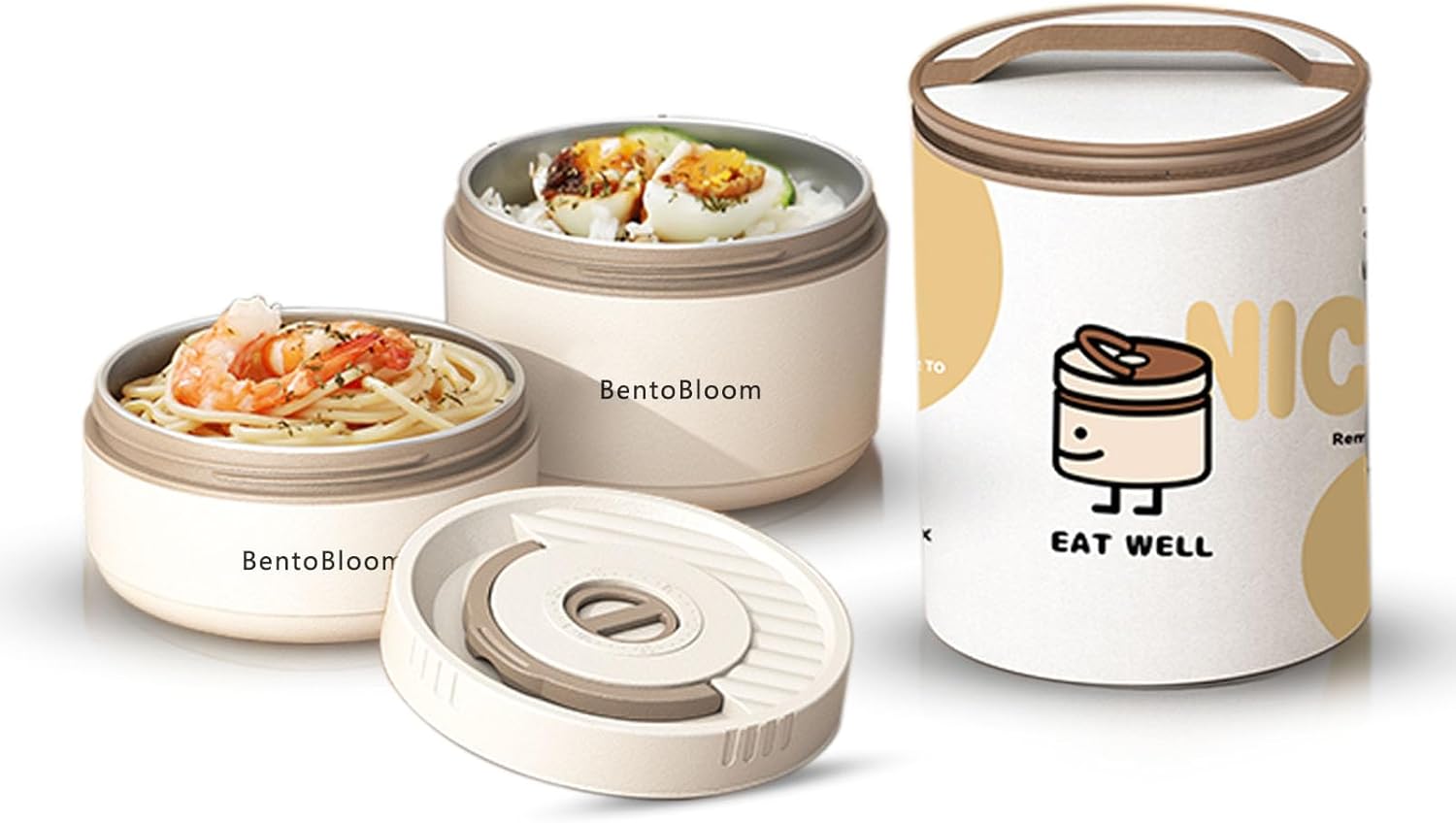 BentoBloom Bento Box Adult — Round Stackable Lunch Box for W deal at Amazon