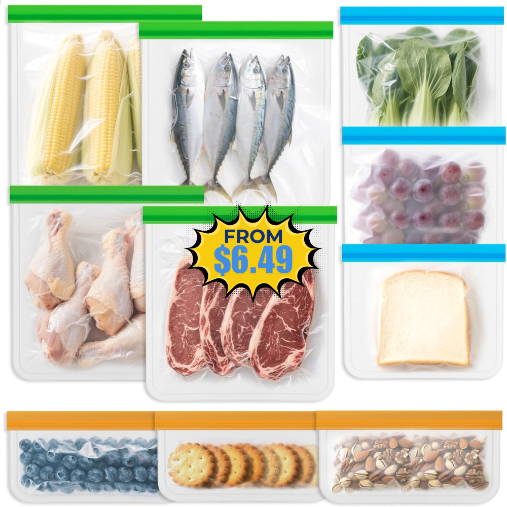 Reusable Food Storage Bags – 10 Pack Promo: Save with JJMQA4C9