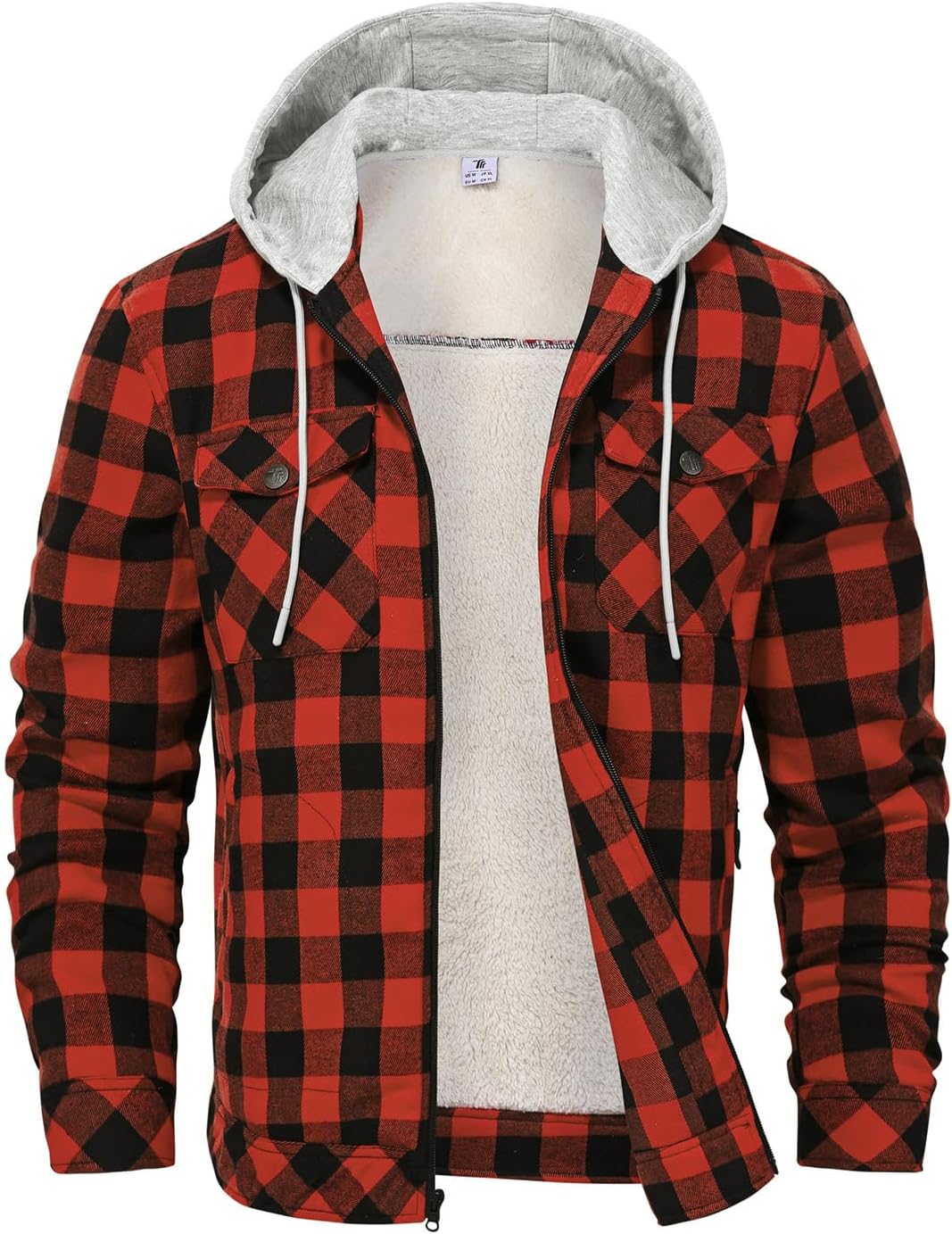 Rdruko Men's Flannel Plaid Shirt Jacket with Hood Sherpa Lin deal at Amazon